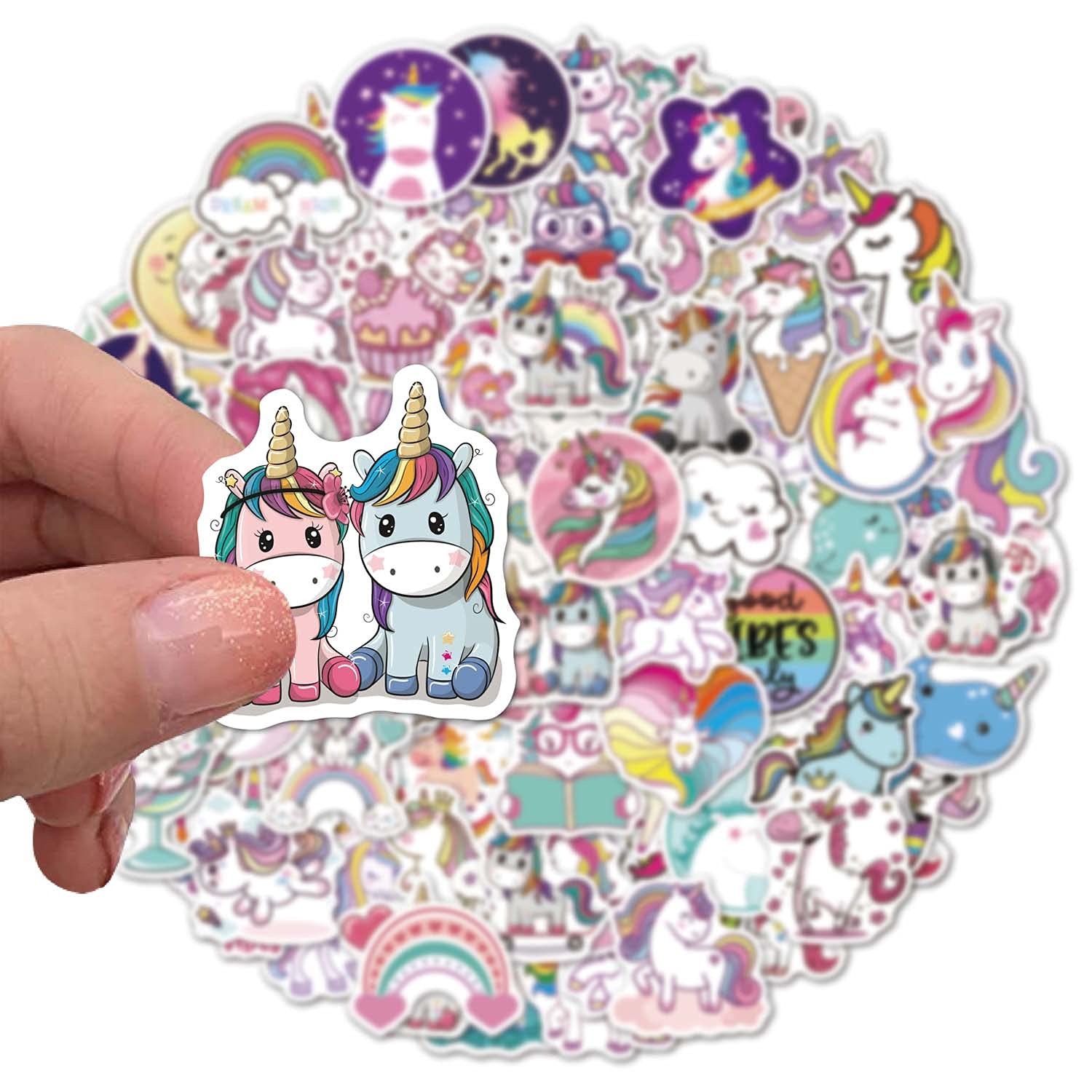 100pcs Cute Unicorn Vinyl Stickers Pack - Waterproof Decals for Laptop, Water Bottle, Luggage, Skateboard, Snowboard - Perfect for Girls, DIY Crafts, Room Decor & Gift Giving