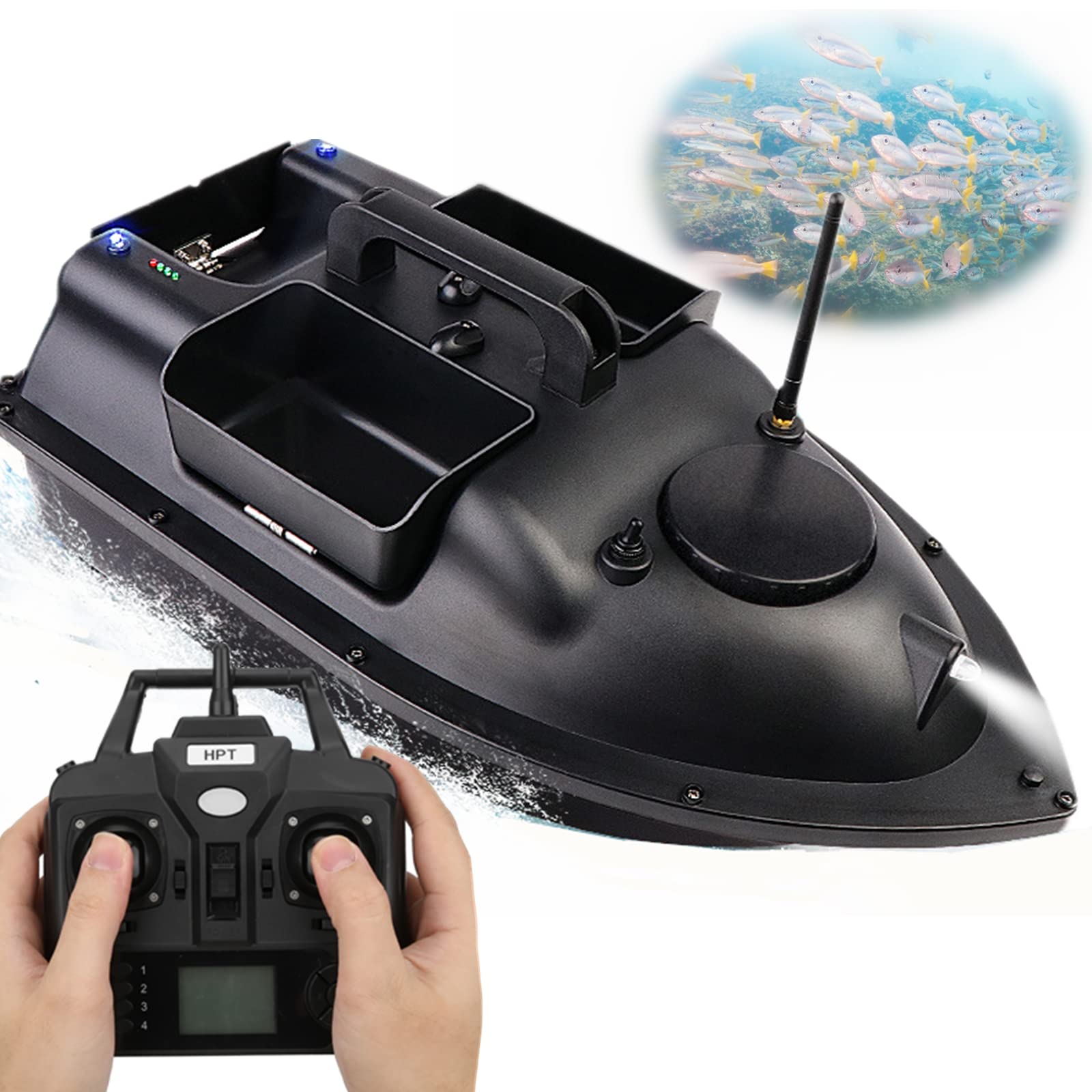 Smart Remote Control Fish Feeder Boat with 500m GPS Location - 2 Handheld Controllers for Precision Feeding | Perfect for Lake Fishing, Pond Maintenance & Aquaculture Use