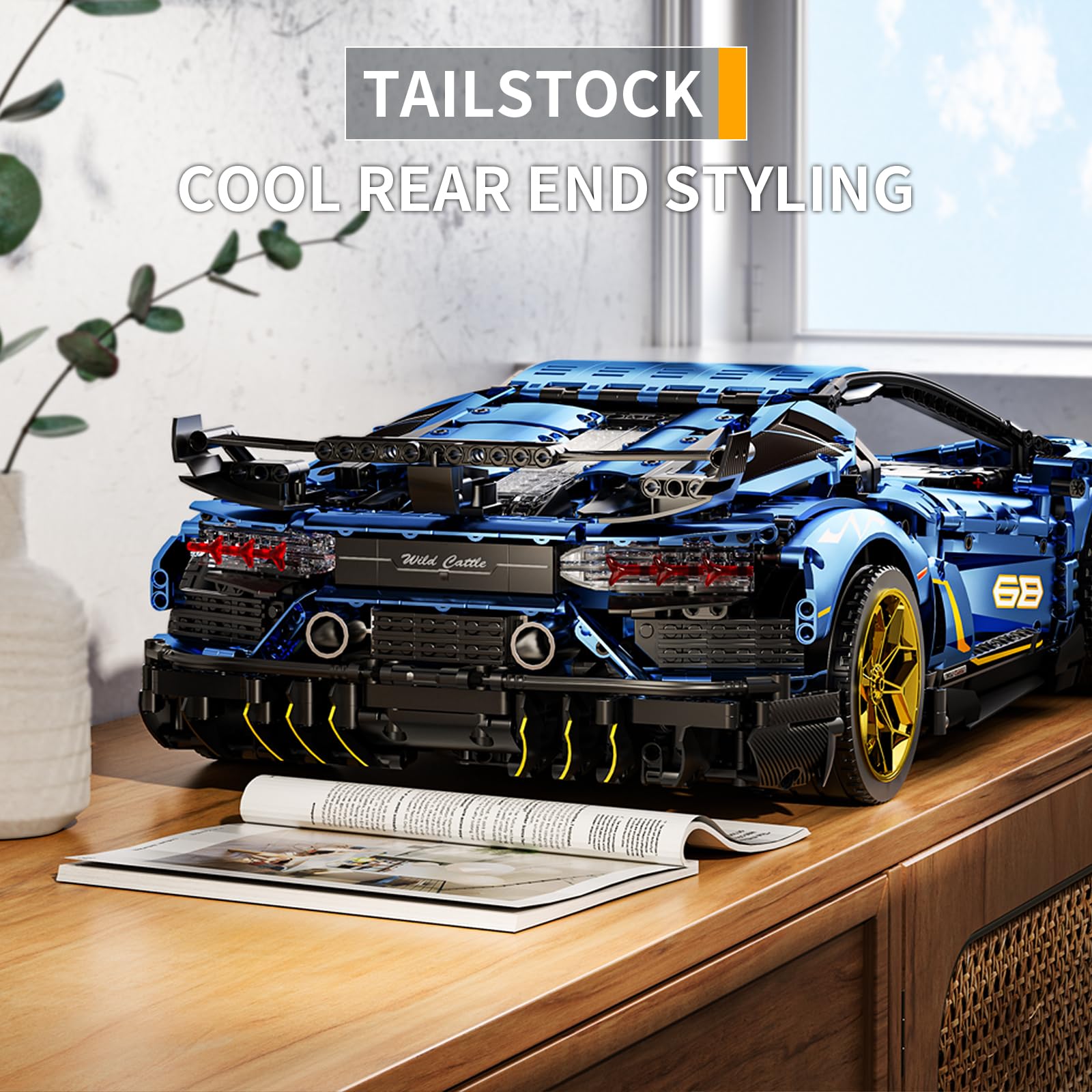 ZYLEGEN 1:8 Scale Lamborghini Race Car Building Set - 3,811Pcs Hypercar Model Engineering Toy for Adults & Teens, Collectible Sports Car Building Blocks Kit for Motorsport Fans - Perfect for Display, Gifts & STEM Learning