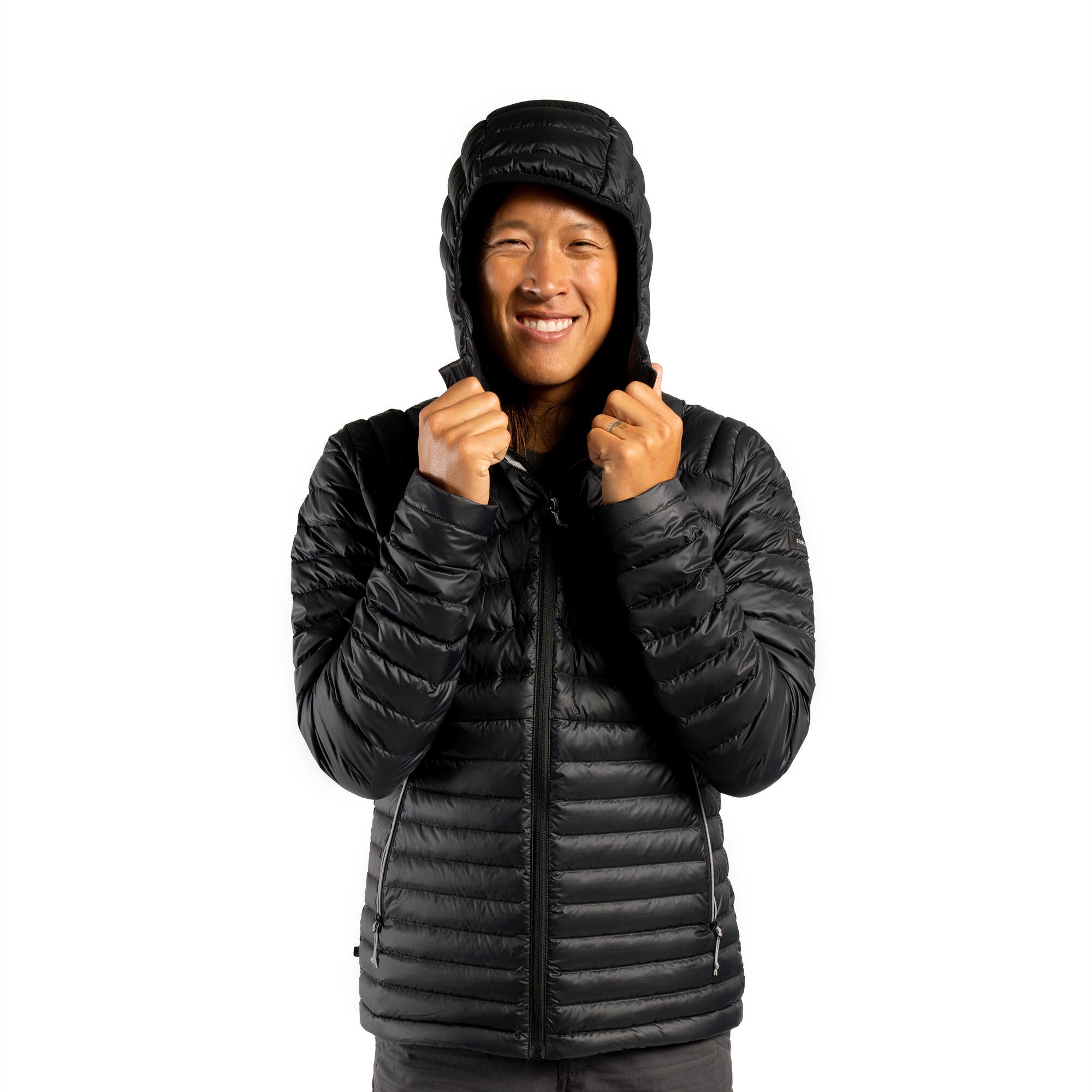 Forclaz Men's MT100 Hooded Down Puffer Jacket - Lightweight Winter Coat, Waterproof & Windproof, Warm Insulated Outdoor Jacket for Hiking, Skiing & Cold Weather Activities
