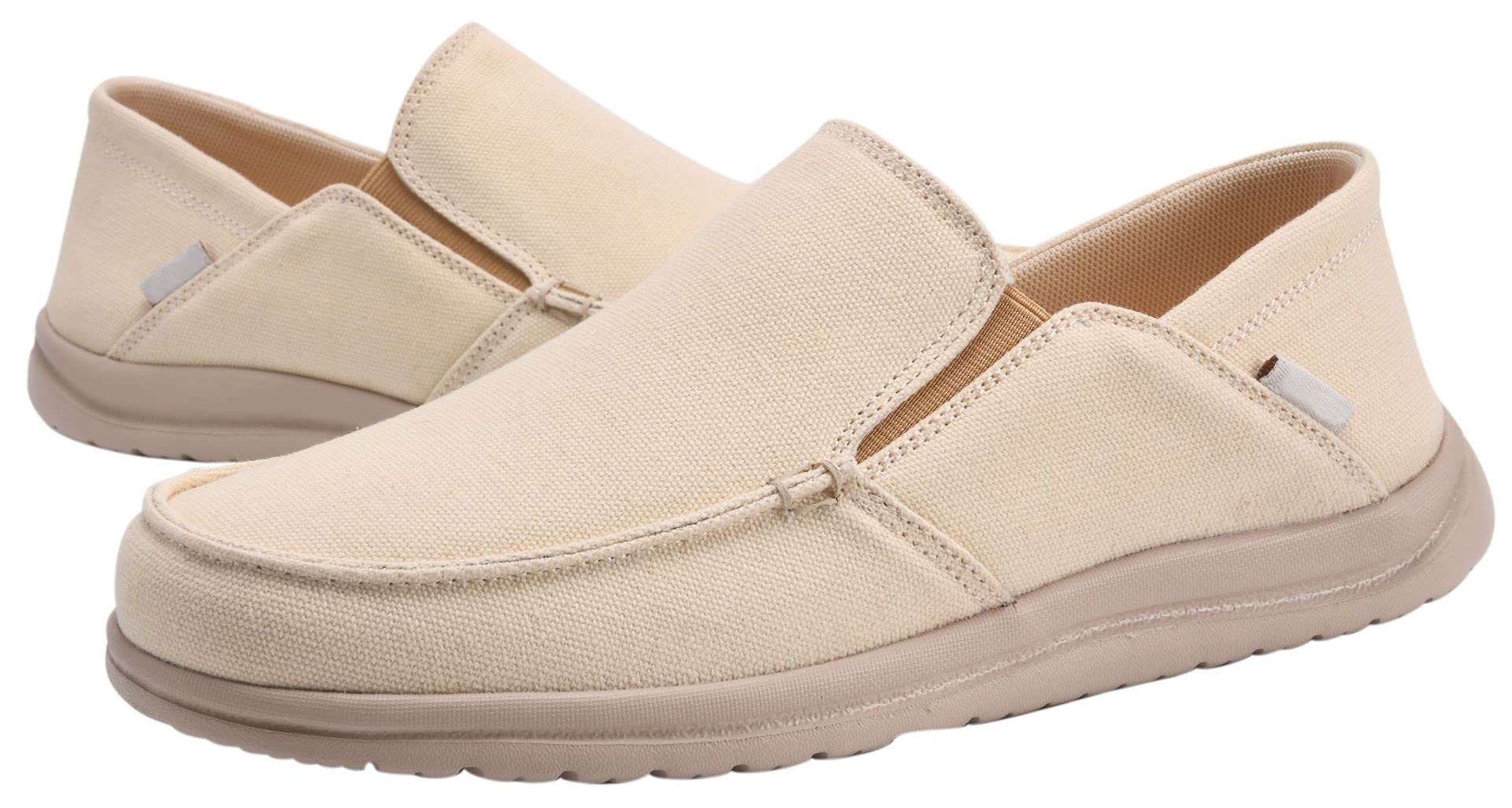 **Men's Slip On Canvas Loafers - Comfortable Boat Shoes with Non-Slip Rubber Sole | Casual Deck Shoes for Walking, Travel & Everyday Wear**