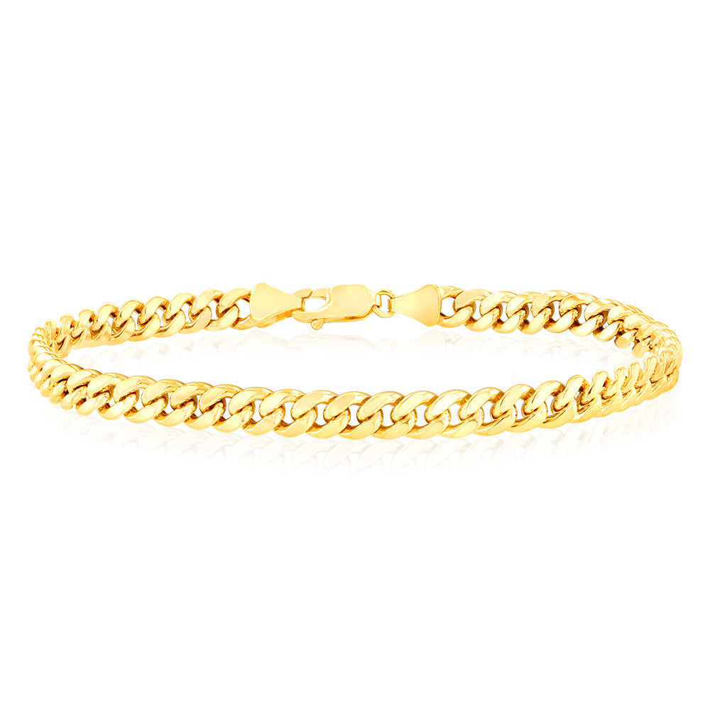 9ct Yellow Gold 140 Gauge Light Miami 21cm Bracelet for Women - Elegant Dainty Chain Jewelry for Everyday Wear & Special Occasions