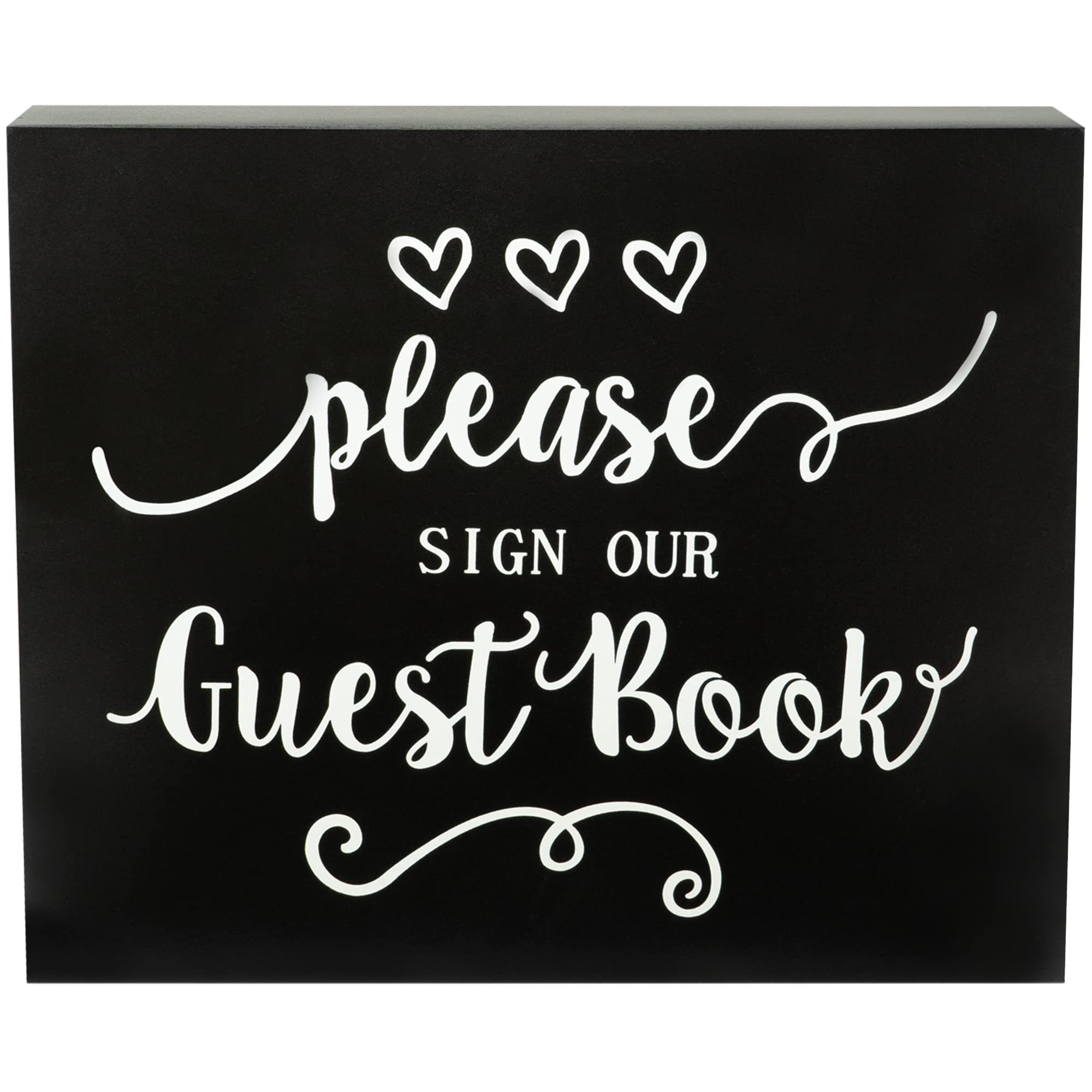 JennyGems Guest Book Sign - Elegant Black Guestbook Table Decor for Weddings, Parties & Baby Showers | Made in USA | Perfect for Reception Entry & Gift Table Display