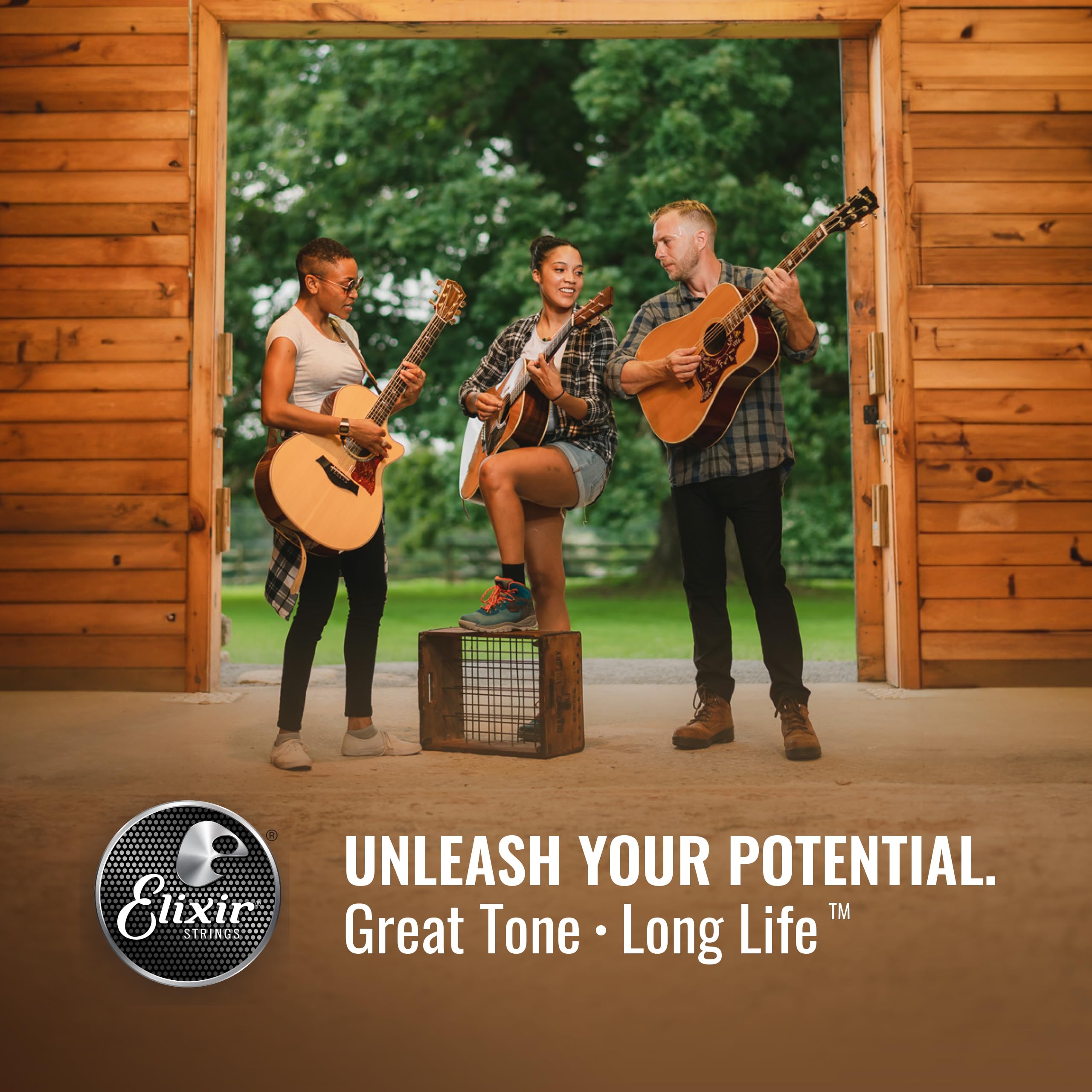 Elixir Acoustic Guitar Strings - Phosphor Bronze with NANOWEB Coating | Long-Lasting Rich Tone & Comfortable Feel | 6-String Set Custom Light 11-52 | Perfect for Live Performances, Studio Recording & Practice Sessions