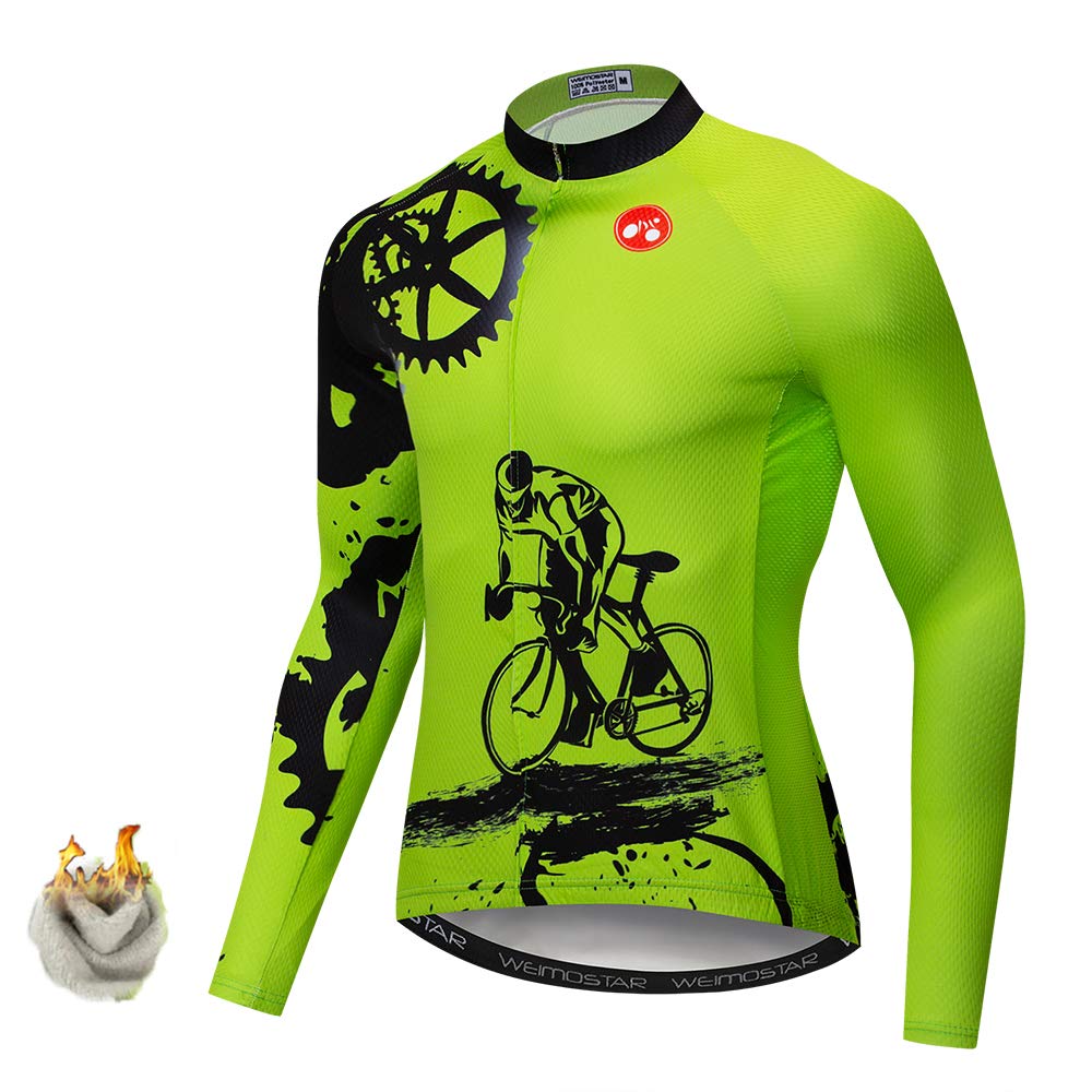 Men's Thermal Fleece Cycling Jerseys - Long Sleeve Winter Bike Shirts for Cold Weather Riding | Perfect for Road Biking, Mountain Cycling & Outdoor Sports