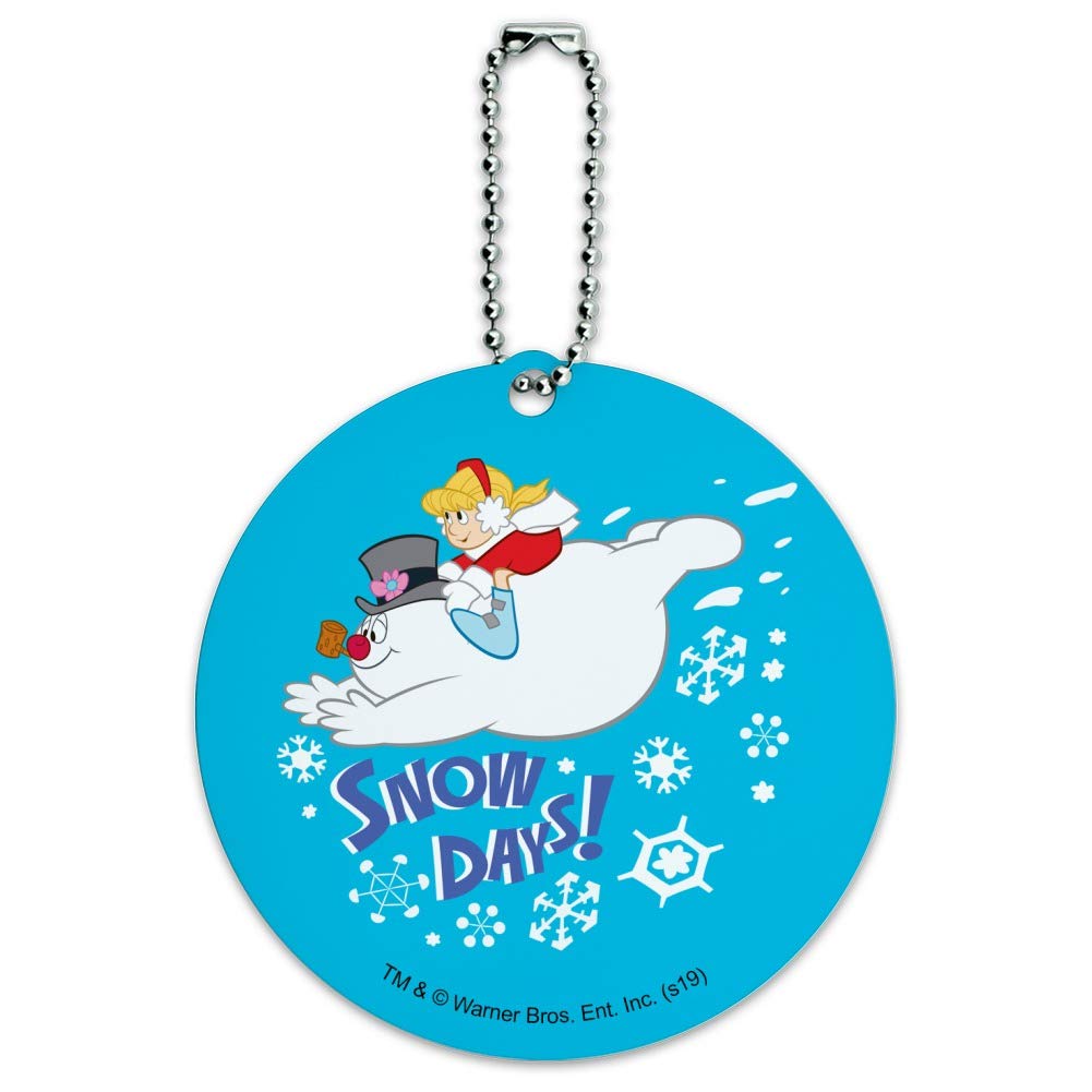 Frosty The Snowman Luggage ID Tag - Round Snow Days Suitcase Tag for Carry-On Bags - Perfect for Travel, Holidays & Winter Vacations