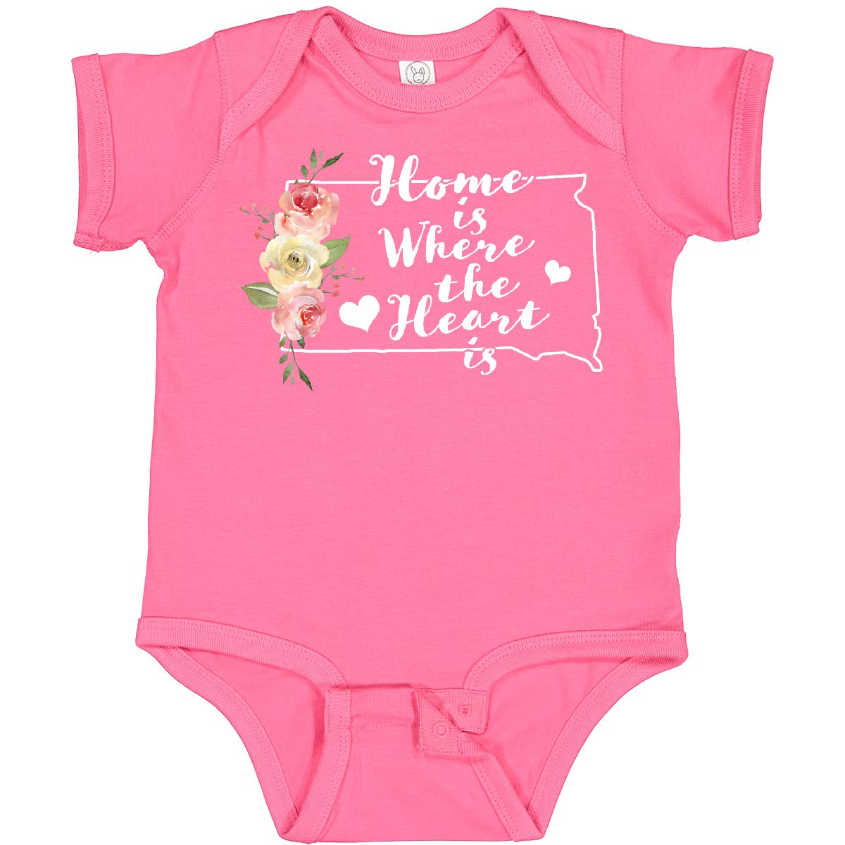 Inktastic South Dakota Home is Where The Heart is Watercolor Baby Bodysuit - Soft Cotton Infant Onesie for Newborns & Toddlers - Perfect for Family Photos, Holidays & Everyday Wear