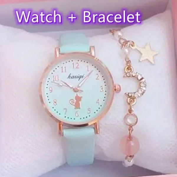 Cute Cat Dial Watch for Girls - Stylish & Fun Accessory for School, Parties & Everyday Wear