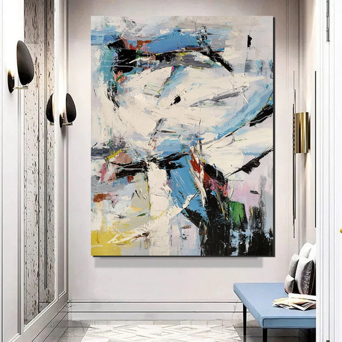 Modern Abstract Wall Art Paintings for Bedroom & Living Room - Large Acrylic Canvas Art with Palette Knife Technique - Perfect for Behind Sofa Decor & Home Interior Design