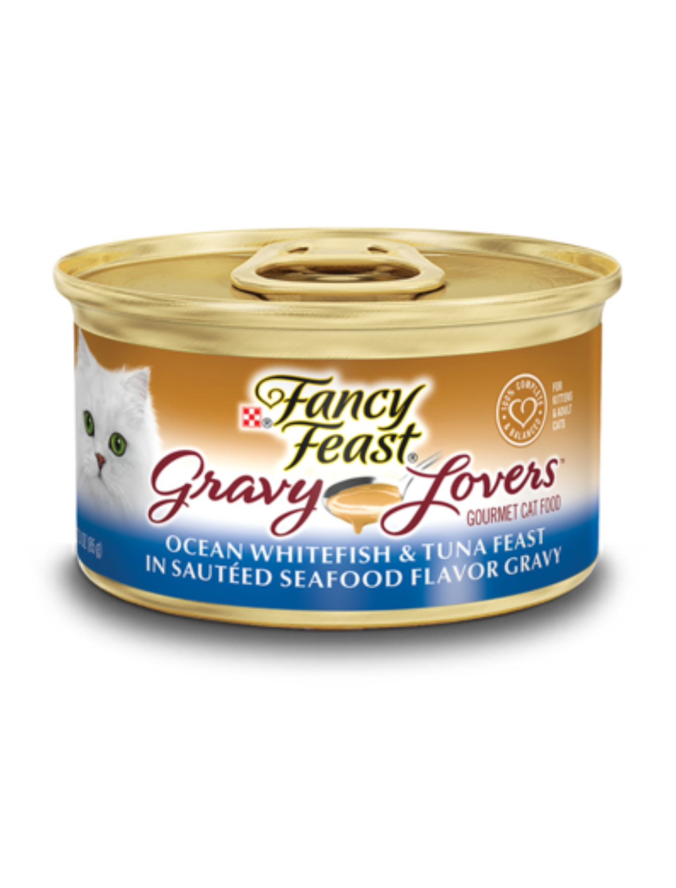 Fancy Feast Gravy Lover Ocean White Fish & Tuna Canned Cat Food 85g - Premium Wet Cat Food for Adult Cats, Perfect for Mealtime & Special Treats