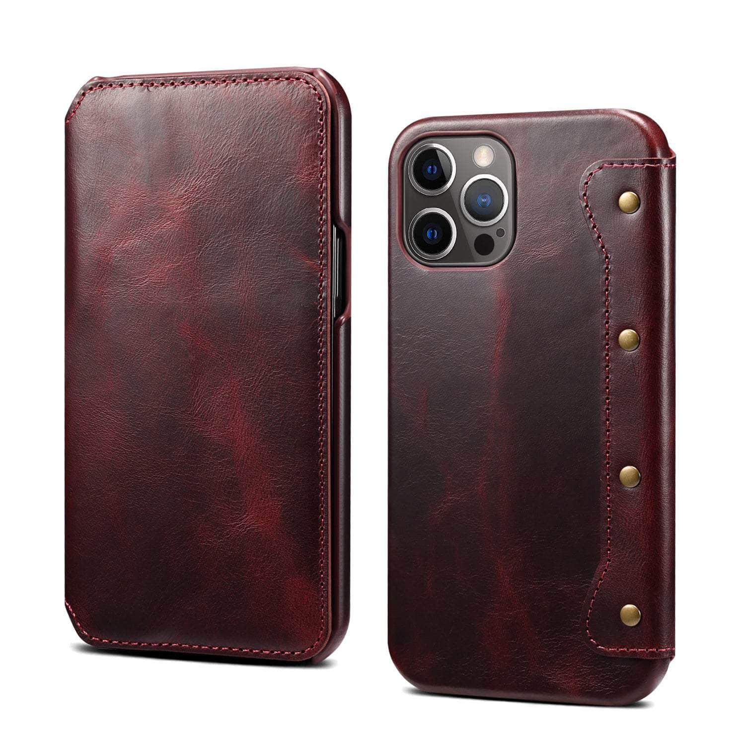 Genuine Leather iPhone 14 Case with Card Holder - Vintage Style Wallet Phone Cover for Men & Women - Perfect for Everyday Use, Travel and Business Meetings