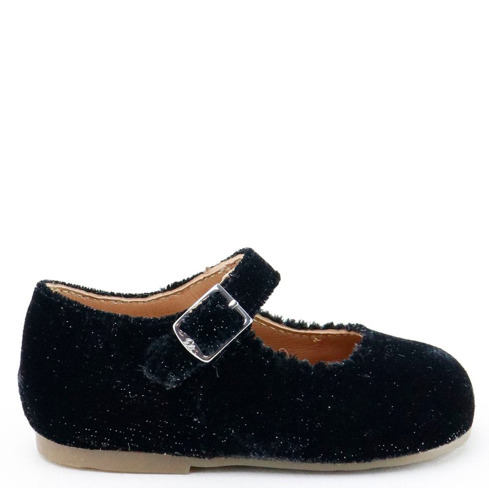 Black Sparkle Velvet Baby Shoes for Girls & Boys - Soft & Comfortable First Walkers - Perfect for Special Occasions, Photography & Everyday Wear