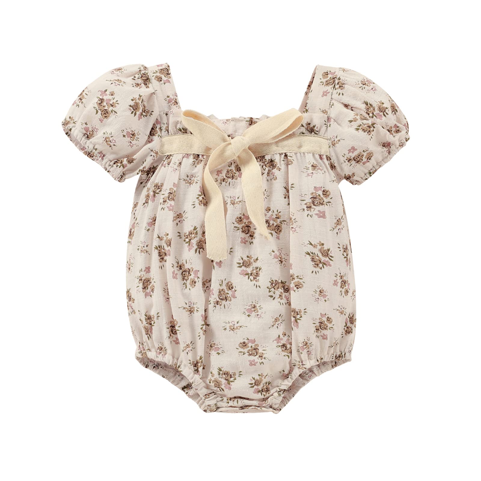 Tsnbre Newborn Baby Girl Romper - Daisy Print Short Sleeve Bodysuit Jumpsuit for Summer | Soft Cotton Infant Outfit for Playtime, Photos & Outdoor Activities