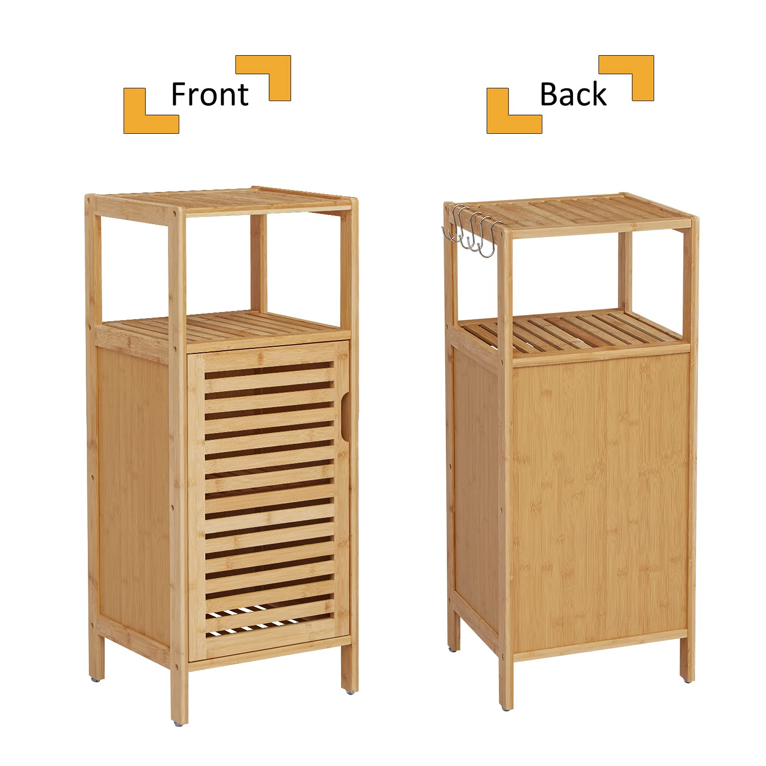 Kinfant Bamboo Bathroom Floor Cabinet - Free-Standing Storage Organizer with Single Door & Shelf | Perfect for Bathroom, Bedroom, and Laundry Room Organization