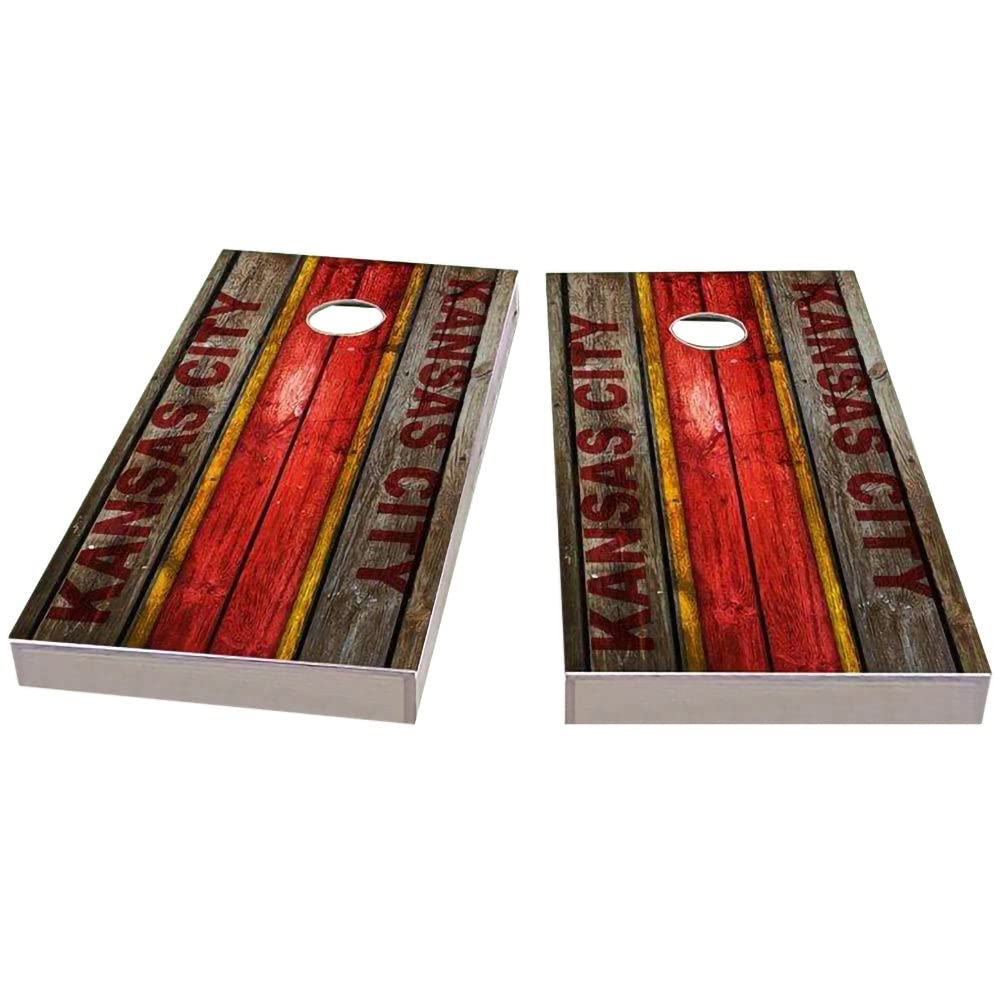 Kansas City Chiefs Themed Cornhole Game Set - Regulation Size Bean Bag Toss Boards with 8 Bags & Accessories - Perfect for Tailgating, Backyard Parties & Game Day Fun
