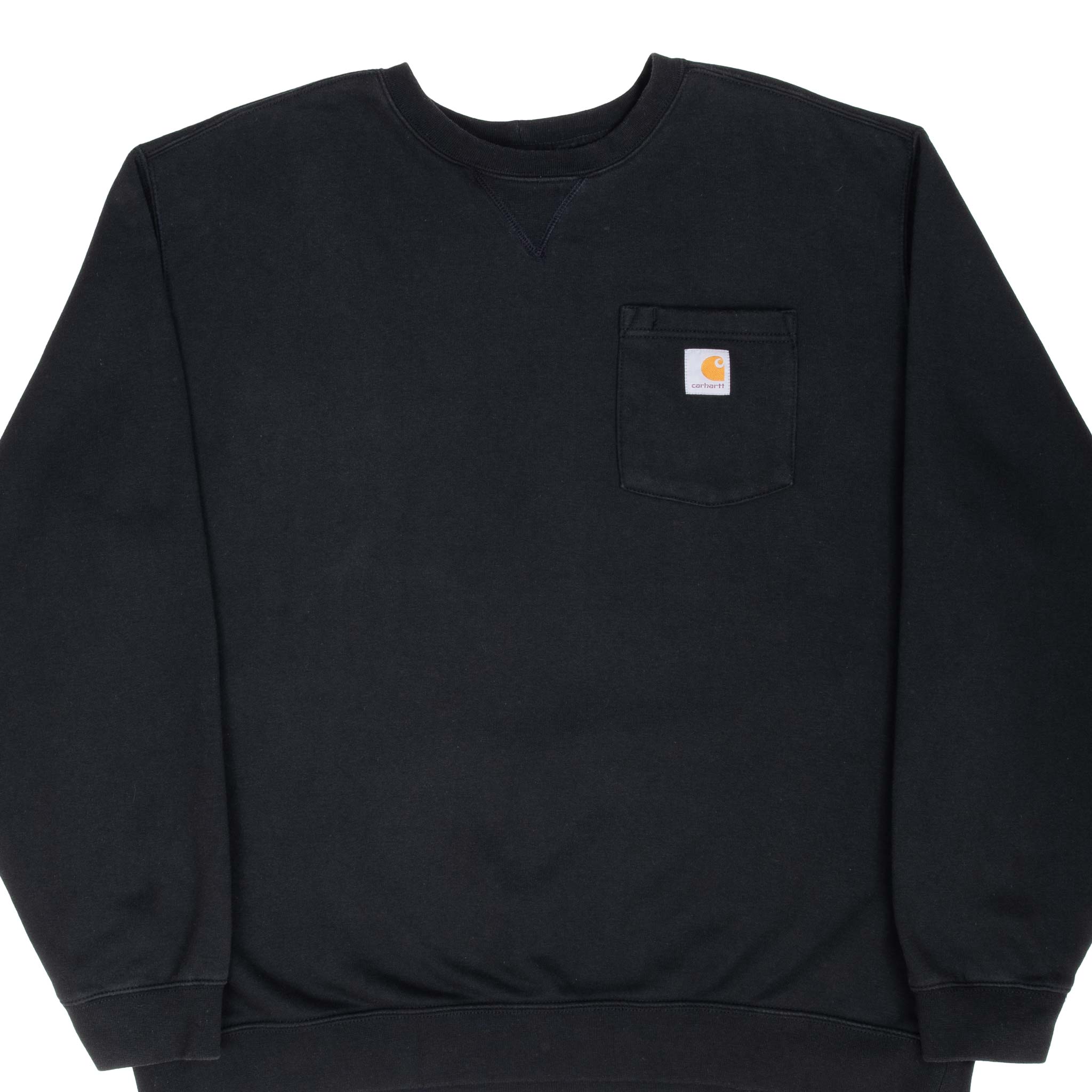 Vintage Carhartt Black Pocket Crewneck Sweatshirt 2XL - Heavyweight Cotton Workwear for Men - Perfect for Outdoor Work, Casual Wear & Layering