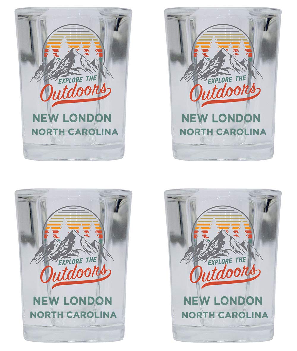 R&R Imports 2oz Square Base Liquor Shot Glasses 4-Pack - Perfect for Outdoor Adventures, Camping & Barware Collection | North Carolina Souvenir Drinking Glasses