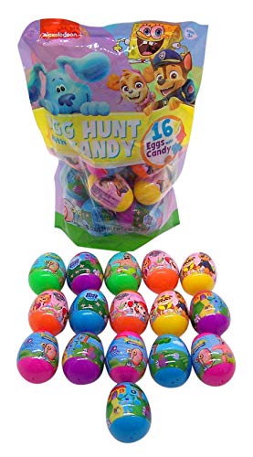 Nickelodeon SpongeBob, Blue's Clues & Paw Patrol Easter Egg Hard Candies - 16pc Assorted Character Candy for Kids Easter Basket, Party Favors & Holiday Treats