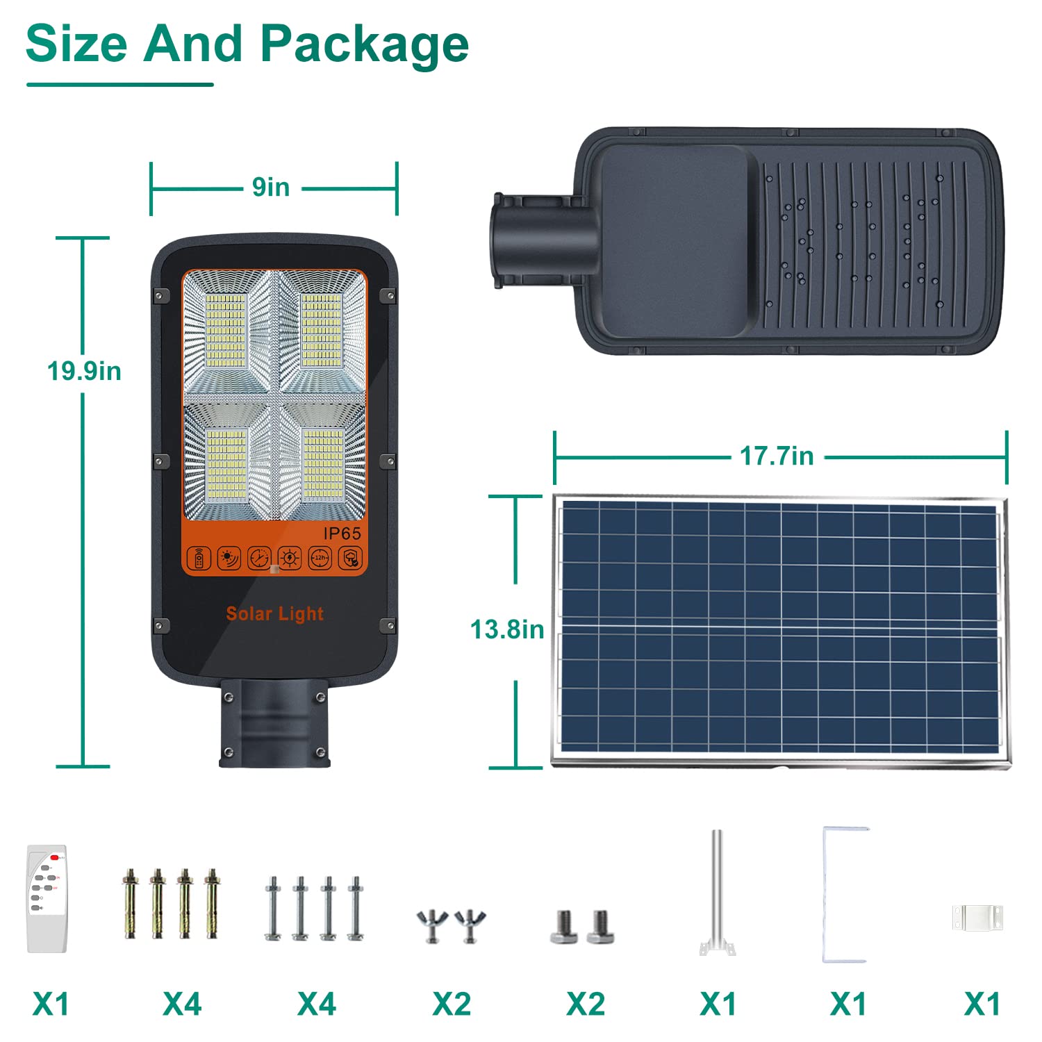 Gebosun 300W LED Solar Street Light - Outdoor Solar Flood Light 6000K with Dusk to Dawn Sensor, Remote Control & Motion Detection - Waterproof Security Lighting for Parking Lots, Gardens, Warehouses, Pathways, Yards | Perfect for Energy-Efficient Outdoor Illumination and Safety