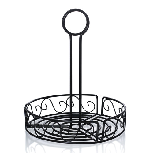 BarConic® Condiment Caddy with Built-in Merchandising Ring - Round Spice & Sauce Organizer for Restaurants, Kitchens & Dining Tables - Perfect for BBQ, Picnics & Home Use
