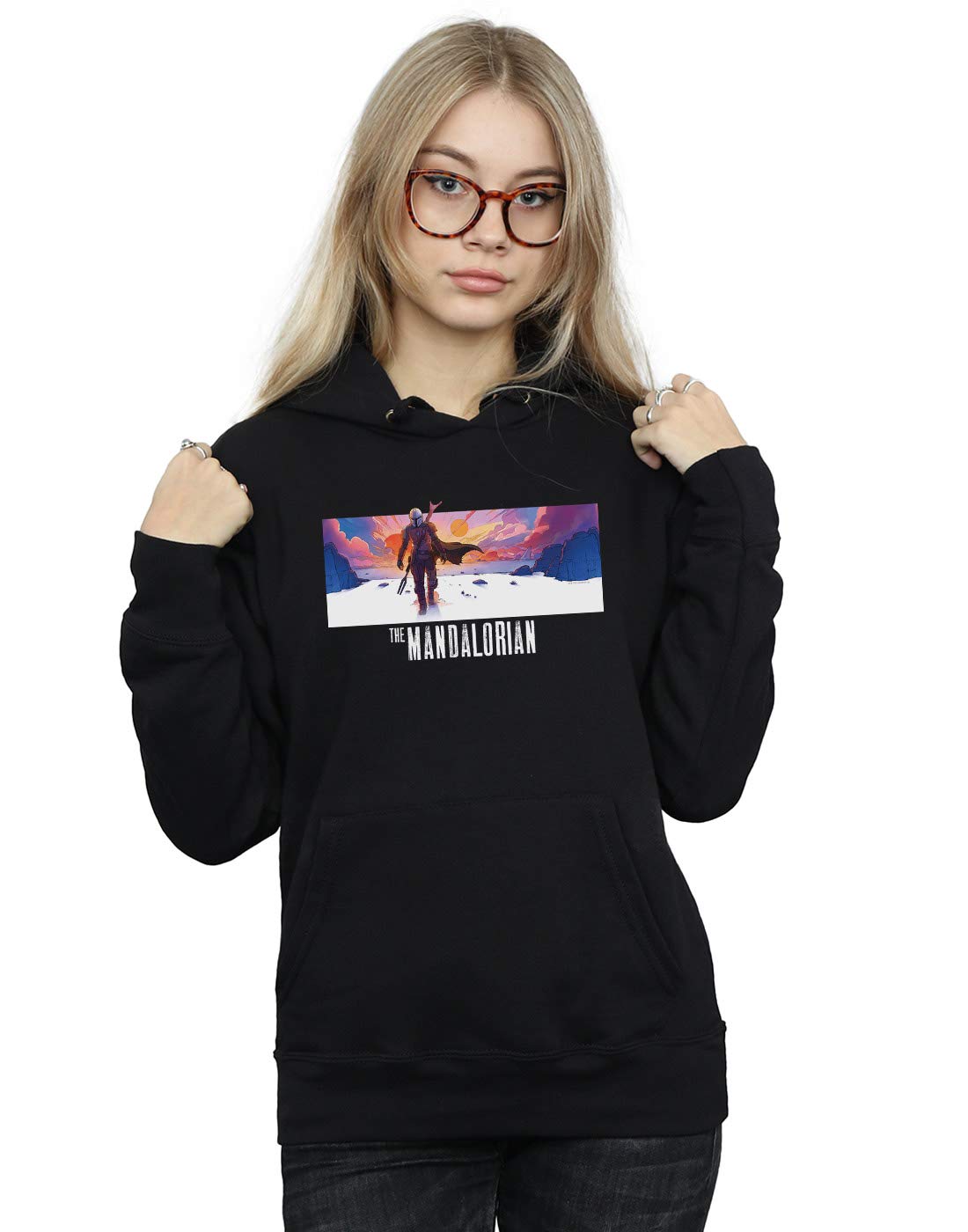 Star Wars The Mandalorian Women's Pullover Hoodie | Grogu & Din Djarin Graphic Sweatshirt | Perfect for Cosplay, Conventions & Everyday Fandom Fashion
