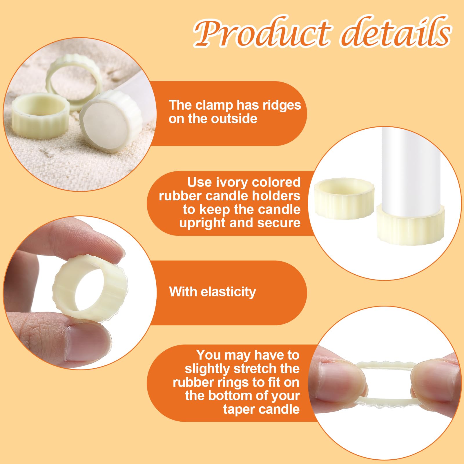 20 Pack Rubber Candle Grips - Secure Taper Candles & Cups for Tables & Weddings