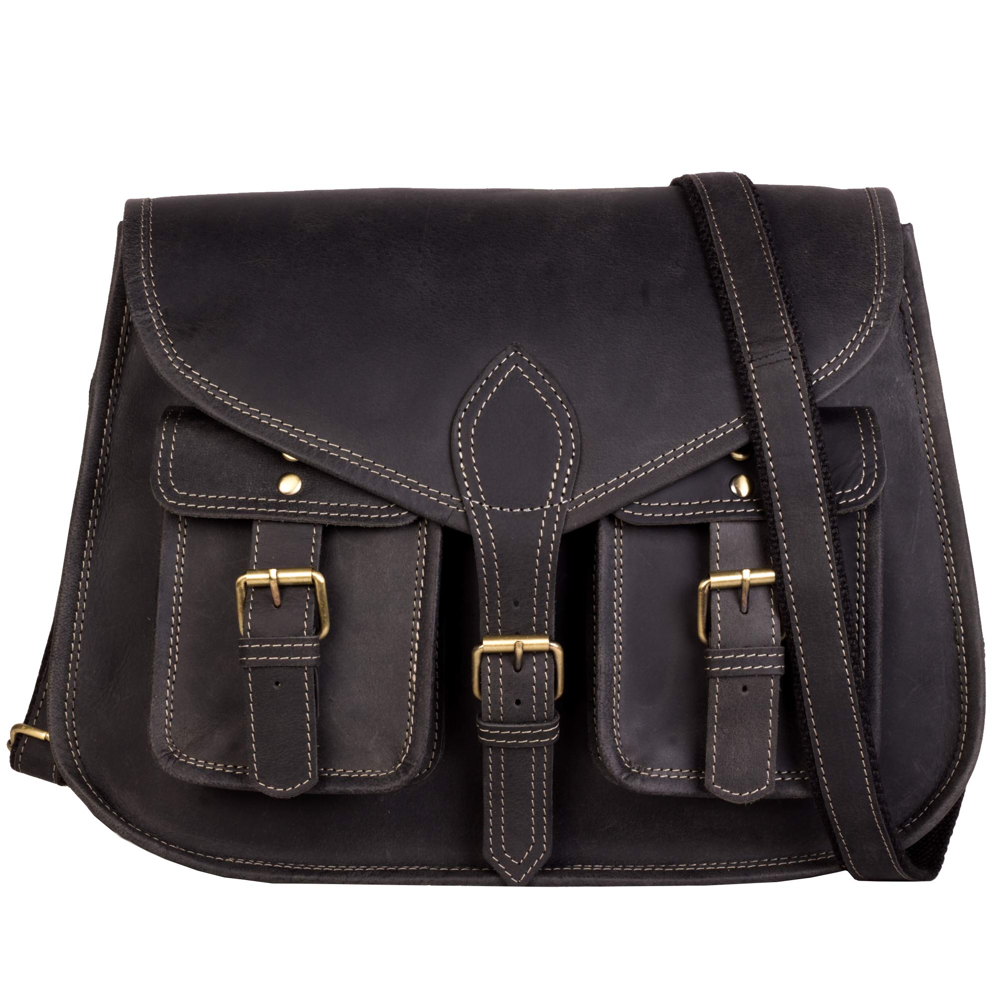 14 Inch Genuine Leather Purse for Women - Stylish Shoulder Bag & Crossbody Satchel - Ladies Tote Handbag for Travel, Work & Everyday Use