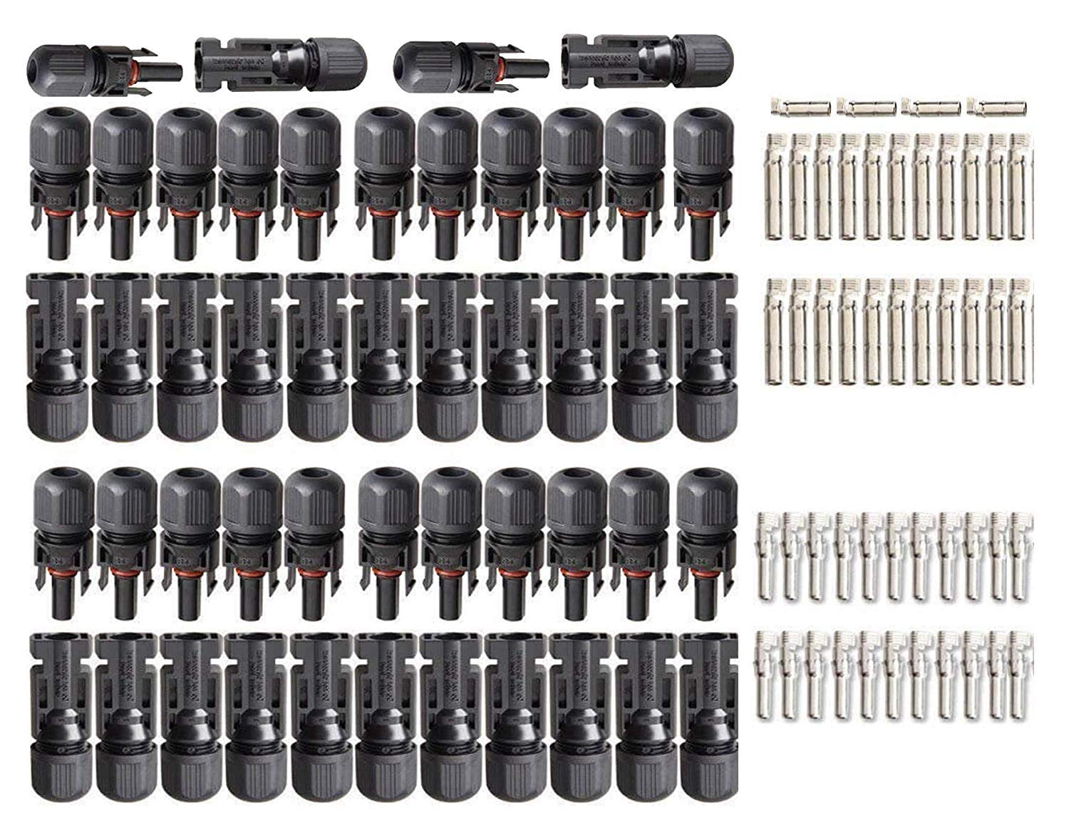 PowMr 100PCS IP67 Waterproof Solar Panel Connectors - 50 Pairs MC4 Male/Female Solar Cable Connectors for Solar Panel Systems, RV, Boat & Off-Grid Power Applications