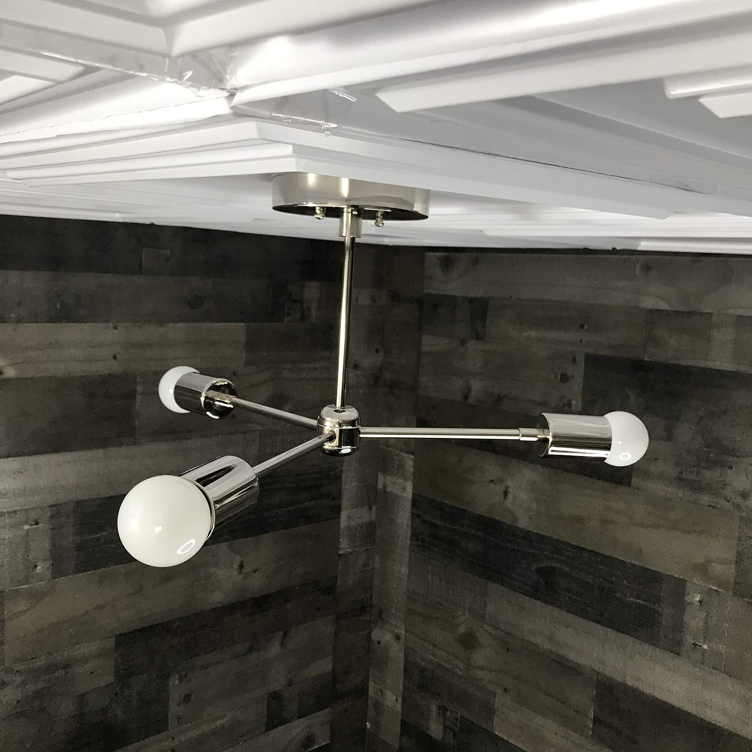 Atlas Modern Chandelier - 3 Light Sputnik Mid Century Industrial Ceiling Fixture for Dining Room, Living Room & Bedroom Lighting