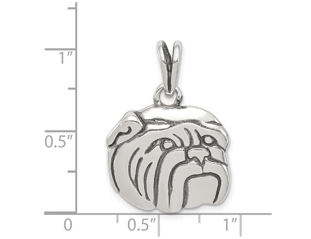 Vintage Sterling Silver Bulldog Pendant Necklace with 18