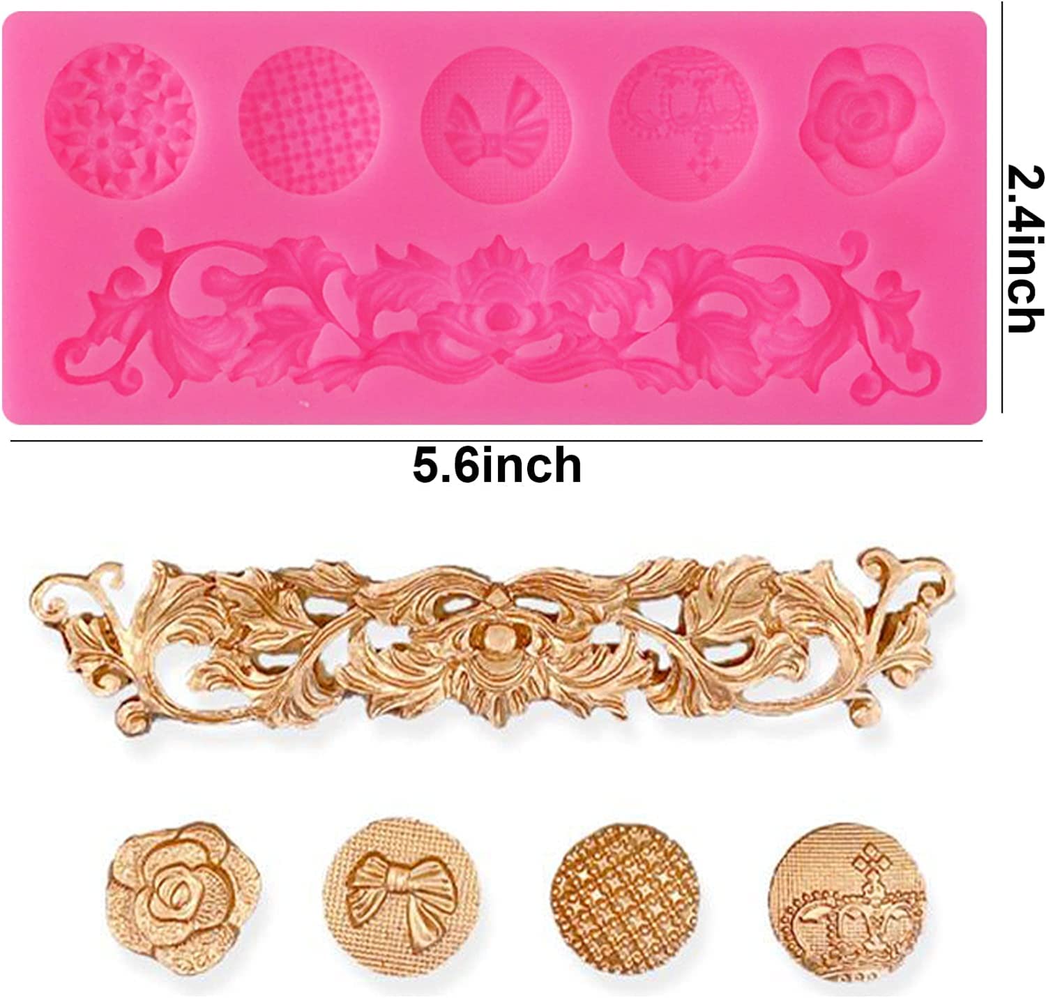 3-Piece Baroque Fondant Molds Set - Elegant Scroll Border Lace Silicone Molds for Cake Decorating, Candy Making, Chocolate Molds & Polymer Clay Crafts - Perfect for Wedding Cakes, Cupcakes and DIY Sugar Art Projects