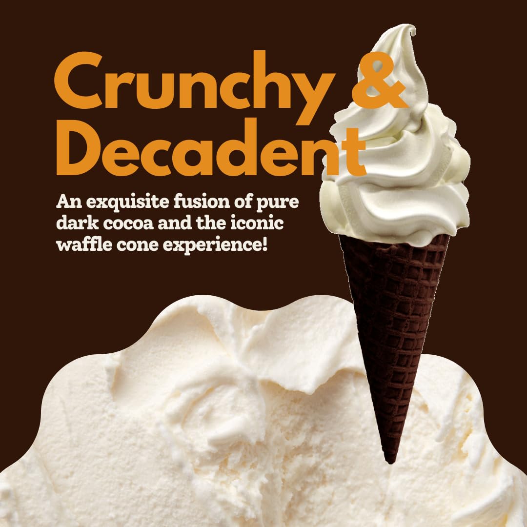 AussieBlends Bulk Waffle Ice Cream Cones - 312 Count Dark Chocolate Flavor (Black Cocoa, Regular Size) for Soft Serve, Gelato & Scooped Ice Cream | Perfect for Ice Cream Shops, Dessert Bars & Home Use