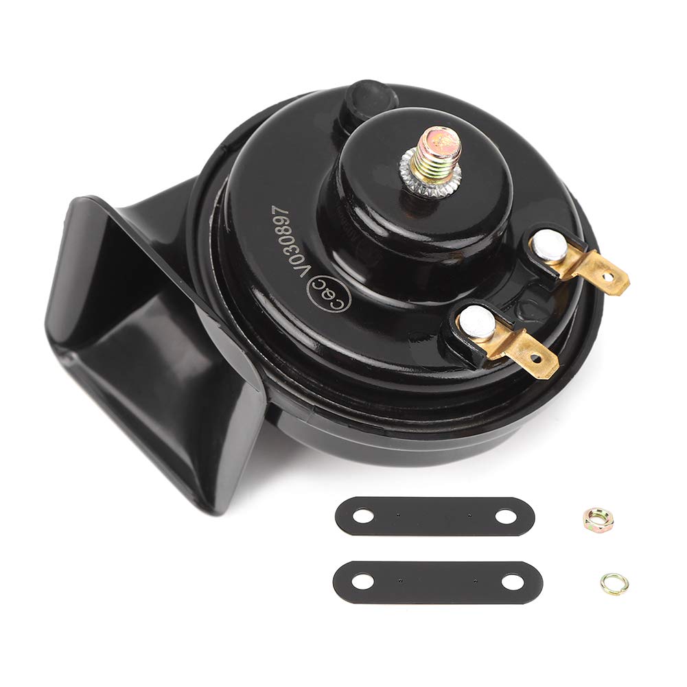 Duokon Universal 12V 105dB Waterproof Metal Car Horn - Loud Snail Style Truck Horn for Cars, SUVs & Vehicles (Black) - Perfect for Road Safety & Emergency Warning