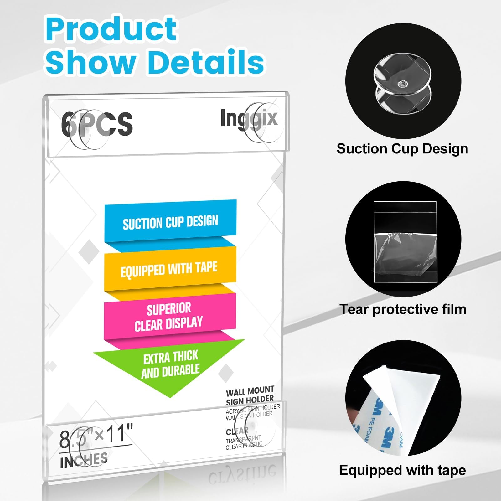 8.5x11 Inch Clear Acrylic Sign Holder - Wall Mount Display Stand for Advertising, Menus & Promotions | Perfect for Office, Restaurant, Mall & Retail Store Windows