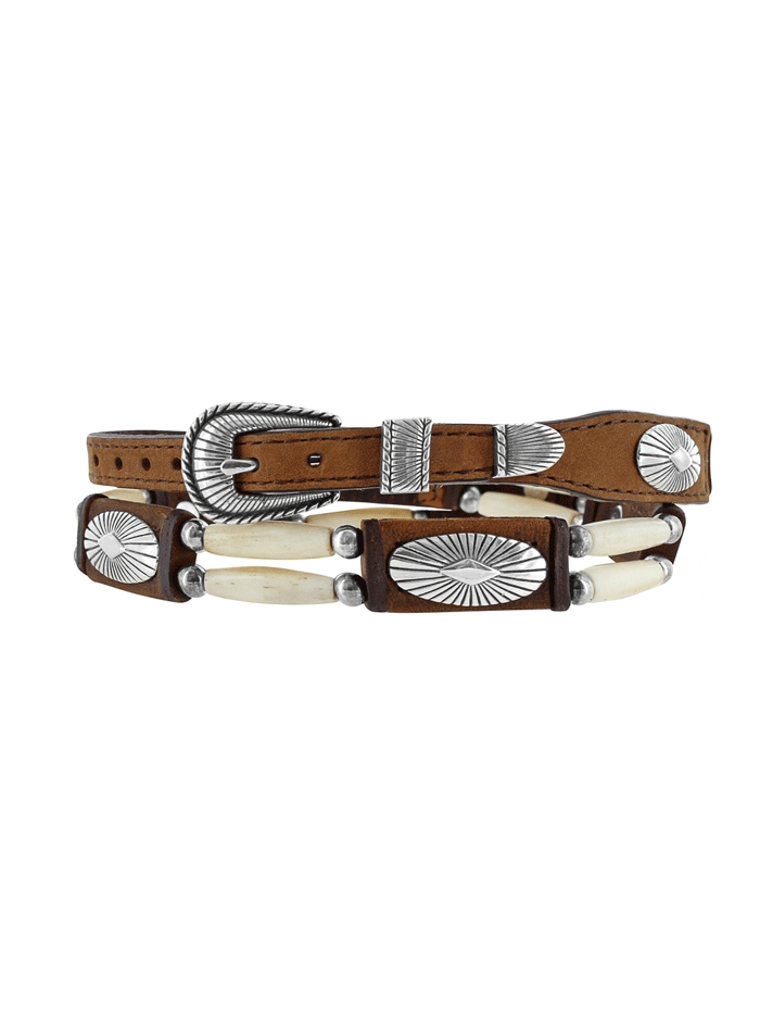 Justin 05169 High Plains Southwest Ivory Bead Hat Band Brown - Western Cowboy Hat Accessory for Rodeo, Country Music Festivals & Outdoor Adventures