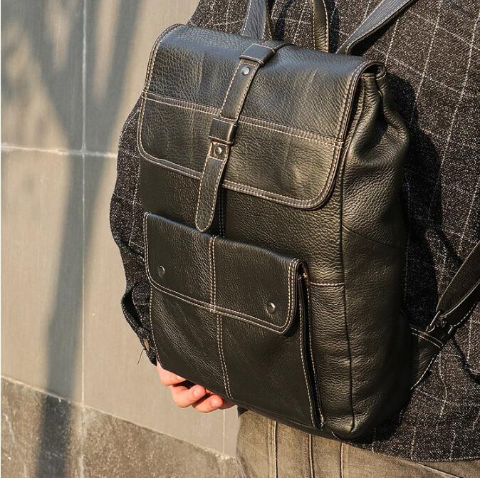 Stylish Black Leather Backpack for Business Professionals - Perfect for Office, Travel & Daily Commute