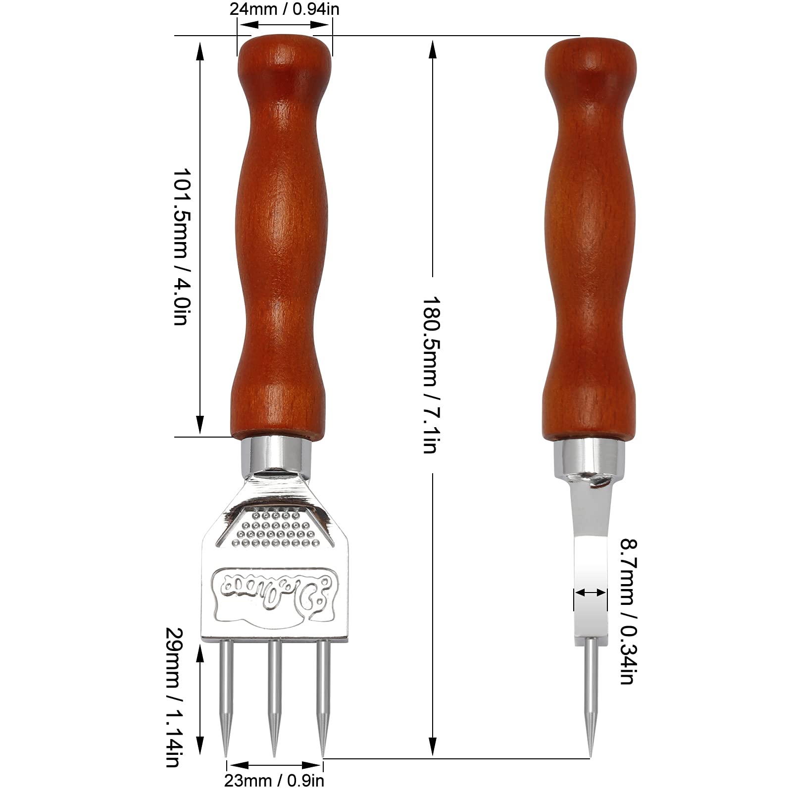 Premium Stainless Steel Ice Pick with Ergonomic Wooden Handle - Durable Kitchen Tool for Breaking Ice, Carving Fruits & Cocktail Garnishing