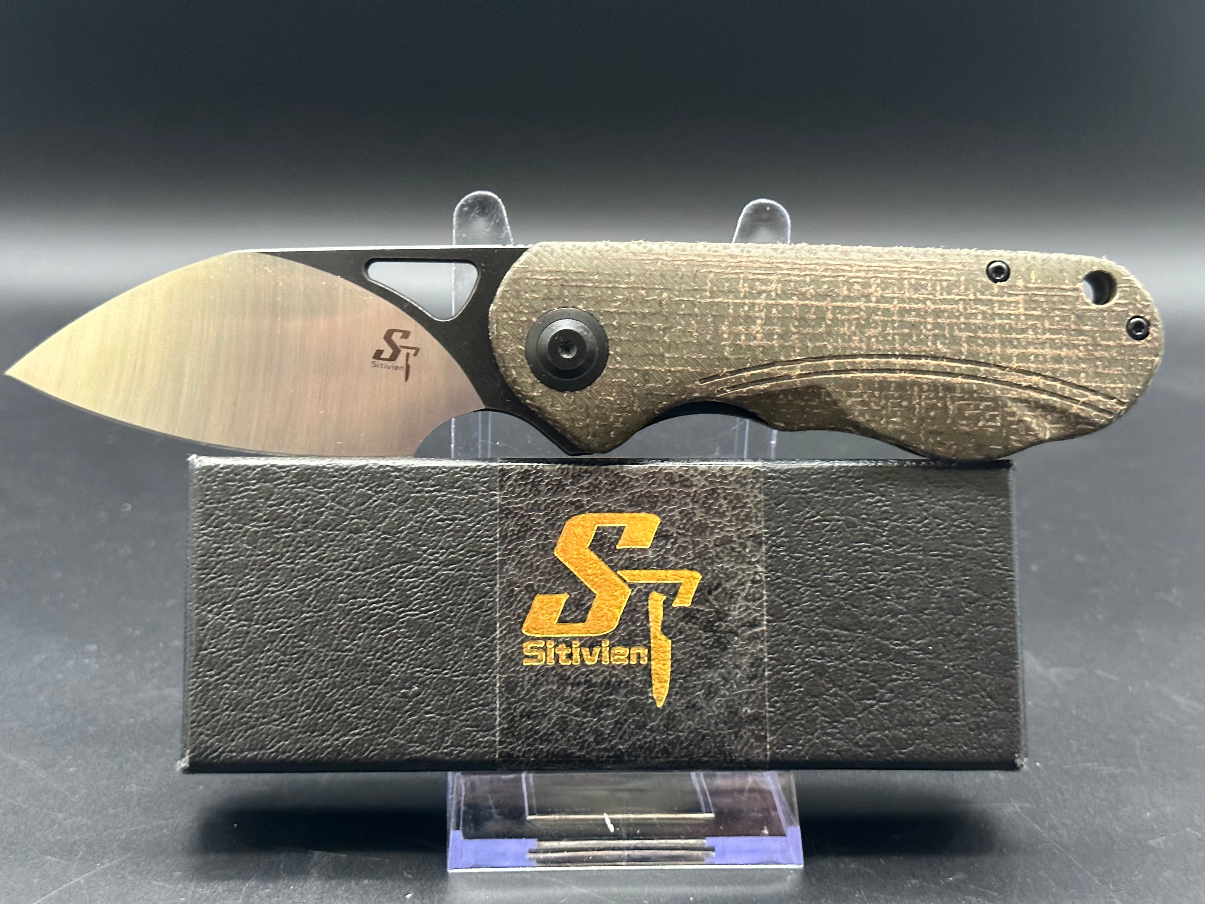 Sitivien ST156 Folding Knife - 14C28N Steel Blade & Micarta Handle, Chinese Zodiac Series | EDC Pocket Knife for Camping, Hiking & Outdoor Adventures