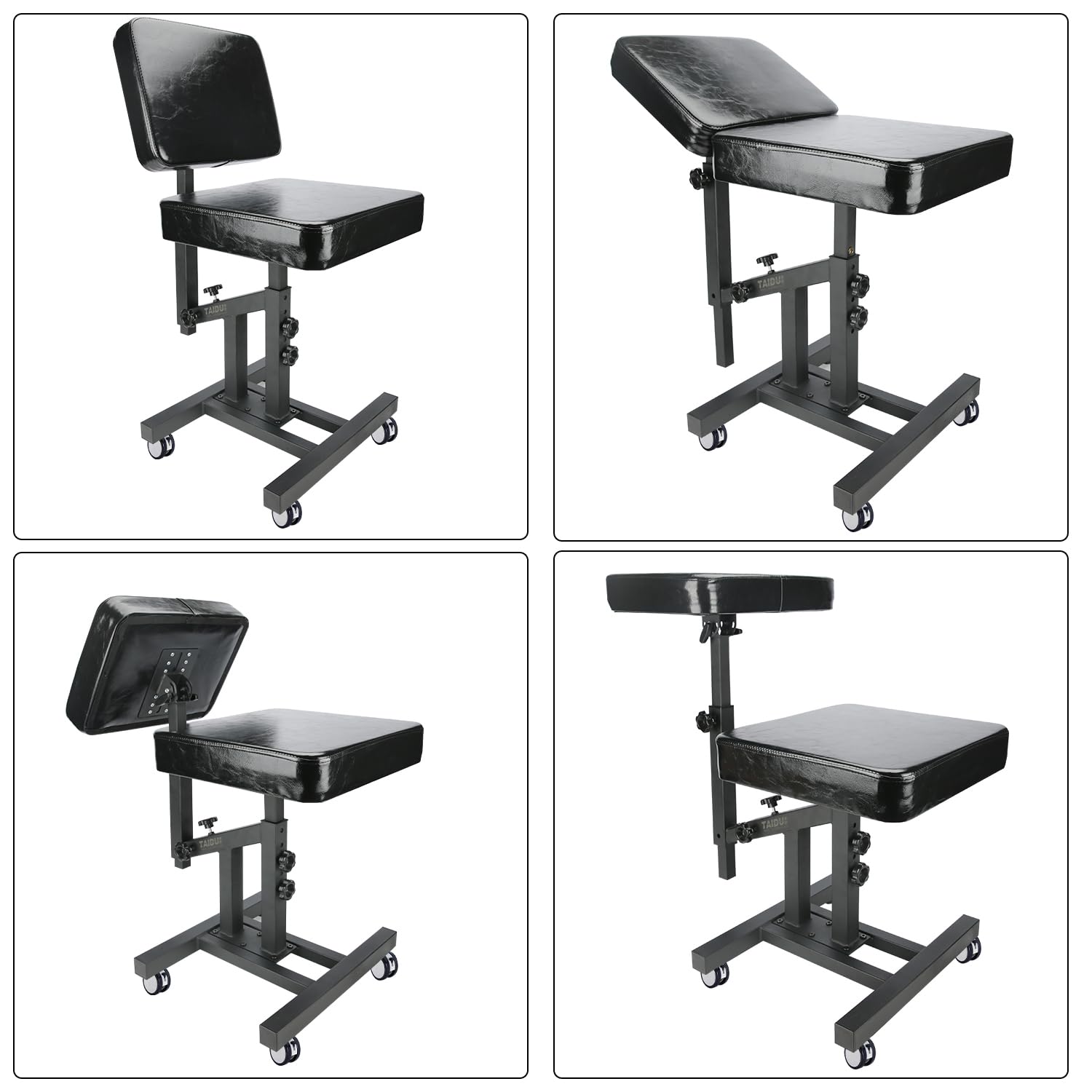 Foldable Adjustable Tattoo Armrest Stand with Wheels - Ergonomic Height & Angle Adjustment for Tattoo Artists - Perfect for Tattoo Studio Chairs & Portable Tattooing - Ideal for Professional Tattoo Workstations, Home Studios, and Mobile Tattoo Services