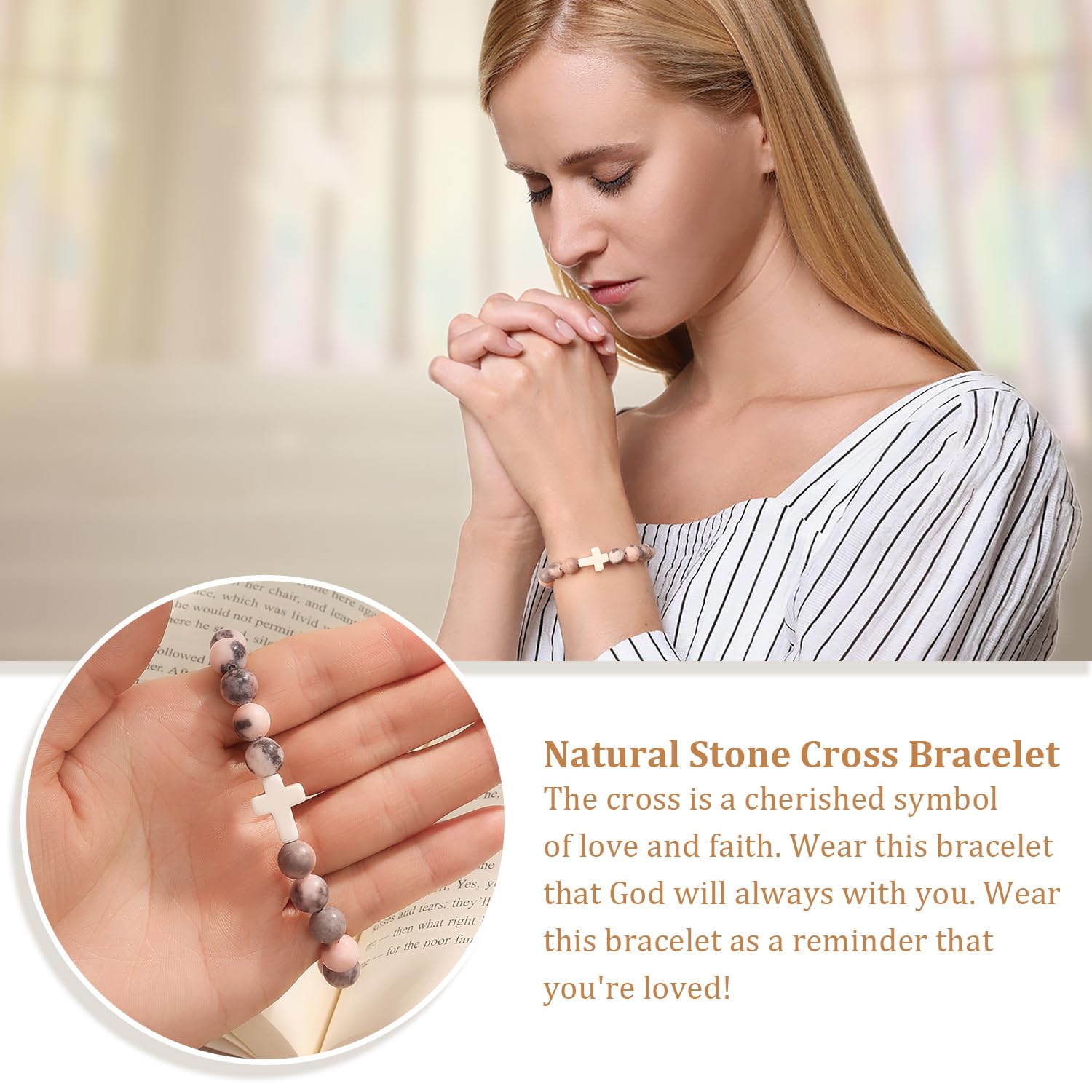 Christian Easter Gifts for Women - Religious Cross Bracelet with Inspirational Message - Faith-Based Jesus Jewelry for Mom, Daughter, Sister, Grandma, Godmother (Perfect for Easter Basket Stuffers, Birthday & Religious Occasions)