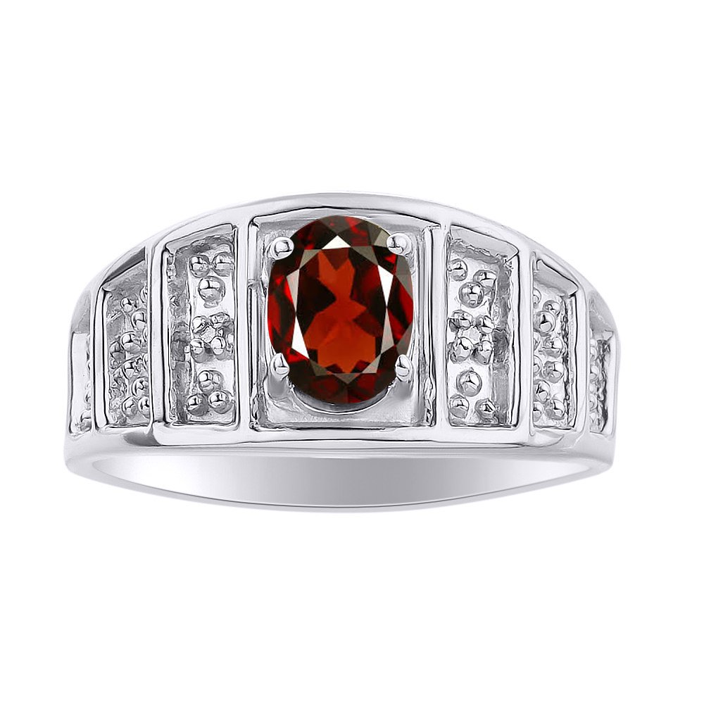Sterling Silver Diamond & Garnet Ring Set - Elegant Color Stone Birthstone Jewelry for Women, Perfect for Gifts, Anniversaries & Special Occasions