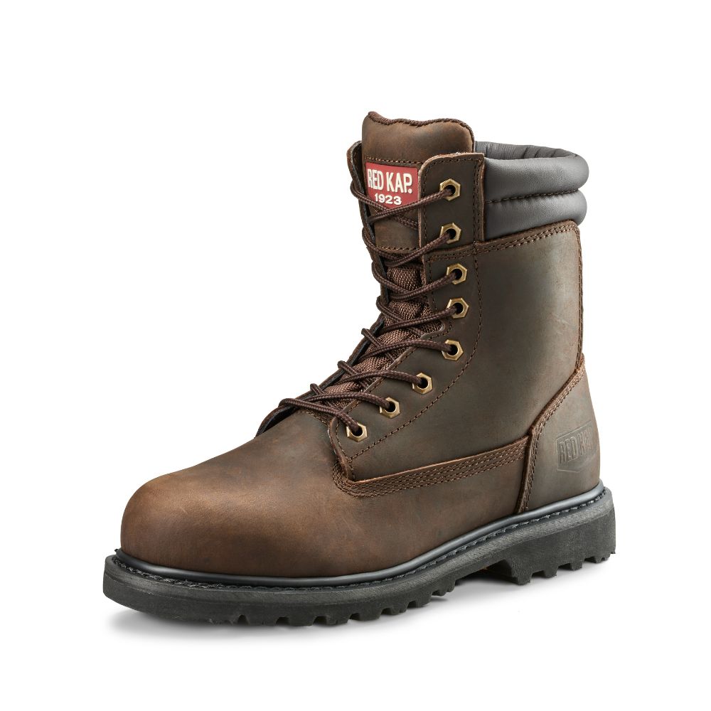 Red Kap Unisex 8 Steel Toe Work Safety CSA Boot CF23100ABR - Brown Leather Industrial Boots for Construction, Warehouse & Outdoor Work | OSHA Compliant Safety Footwear
