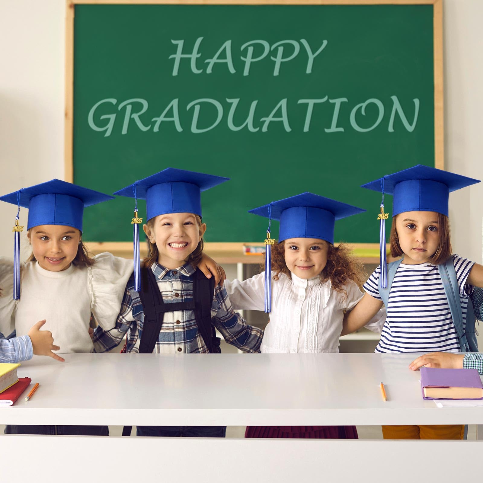 2025 Preschool Graduation Caps - Bulk Child Size Grad Hats with Metal Tassel for Kindergarten Ceremony