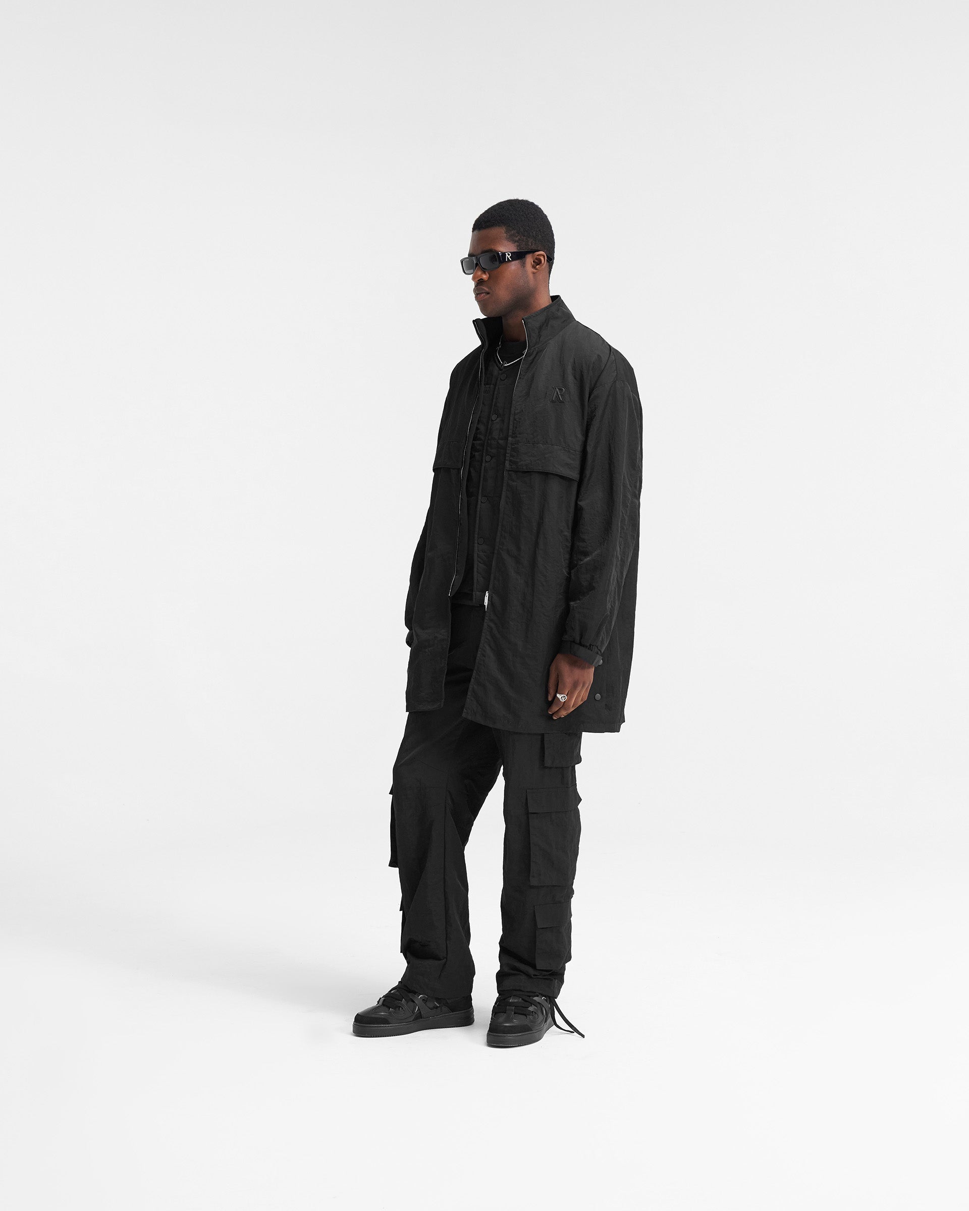 Men's Black Track Overcoat - Stylish Winter Coat for Running, Hiking & Outdoor Activities