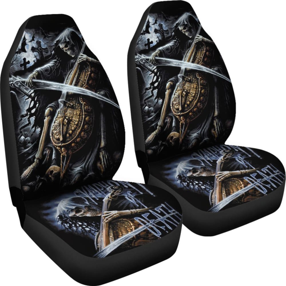2 Pcs Grim Reaper Skull Girl Car Seat Covers - Gothic Horror Decor for Halloween, Cosplay & Car Accessories - Perfect for Themed Parties, Haunted Houses & Dark Aesthetic Vehicles