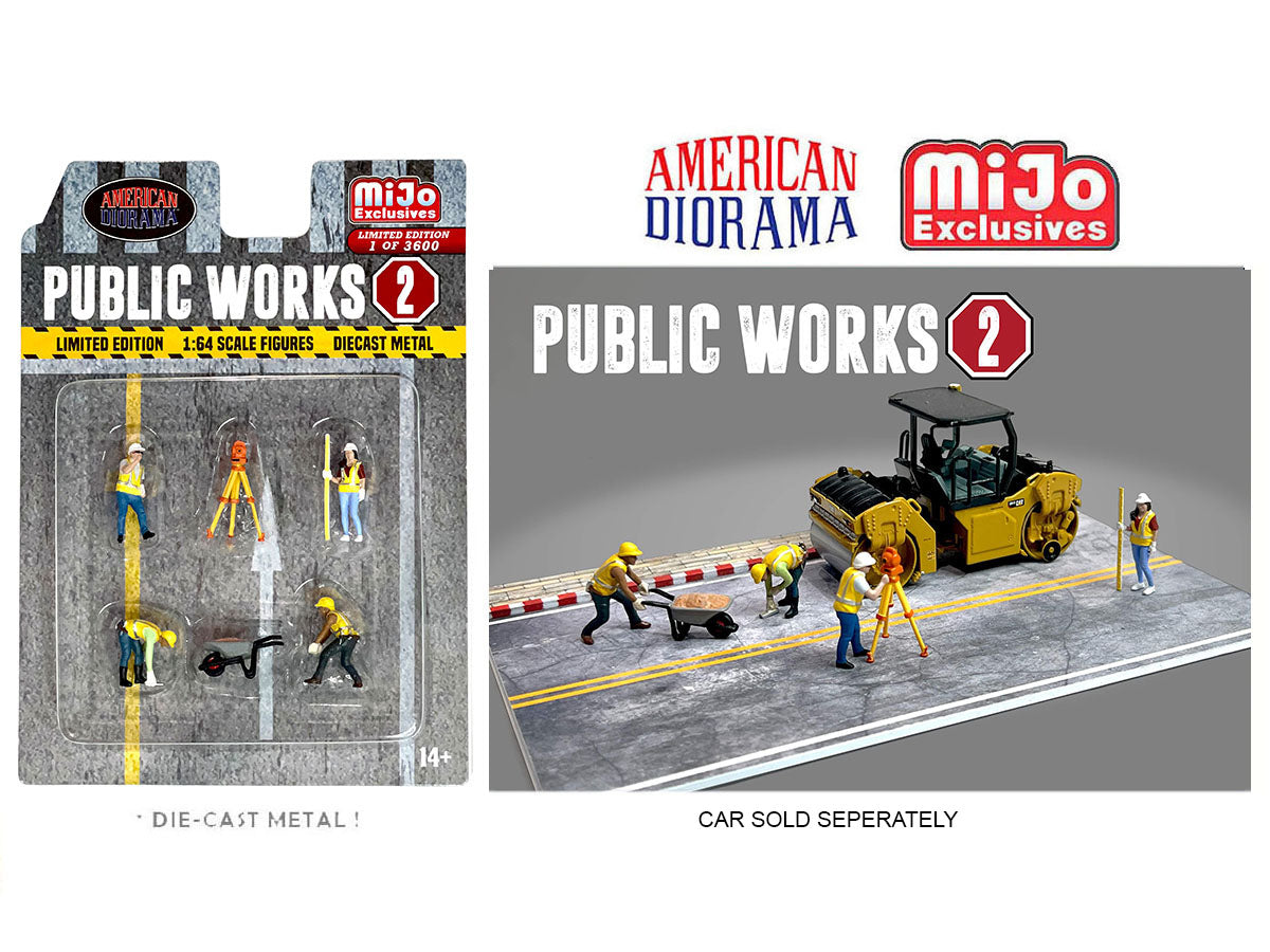 1/64 Scale American Diorama Public Works Figures Set - MIJO Exclusives Miniature Collectibles for Model Train Layouts & Diorama Displays