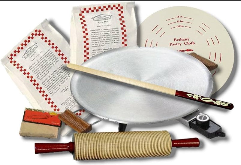Bethany Housewares Lefse Starter Kit with Aluminum Grill 760 - Traditional Norwegian Flatbread Maker for Home Cooking & Holiday Baking