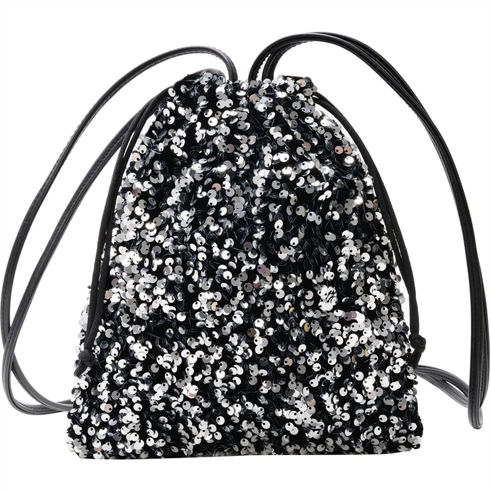 AKBU Mermaid Sequin Drawstring Backpack - Sparkly Glitter Dance Bag, Shiny Travel Backpack for Women & Teens (Silver, One Size) | Perfect for Dance Classes, Gym, Beach & Festival Use