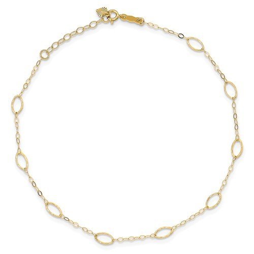 14K Yellow Gold Oval Anklet Bracelet for Women - Elegant Ankle Chain Jewelry for Casual & Formal Occasions