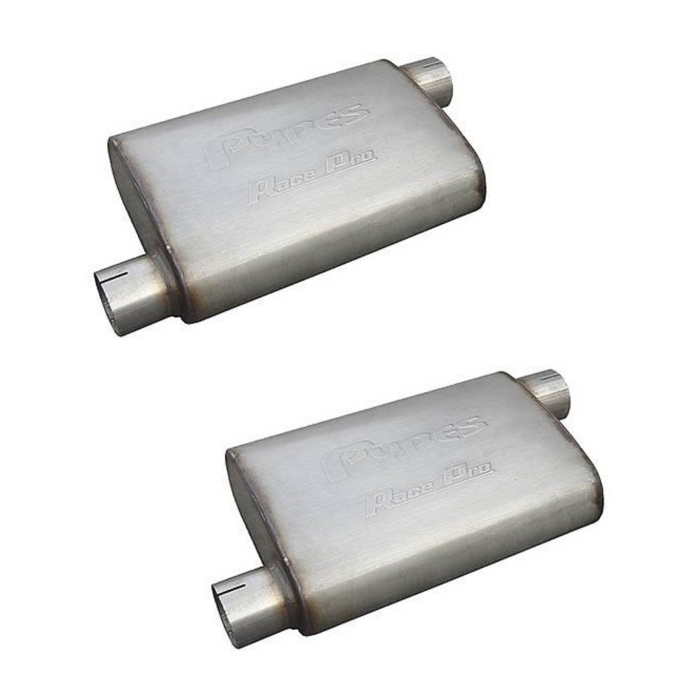 Pypes MVR16 Pair of Stainless Steel Street Pro Mufflers - High Performance Exhaust for Muscle Cars & Hot Rods - Perfect for Street Racing & Car Shows